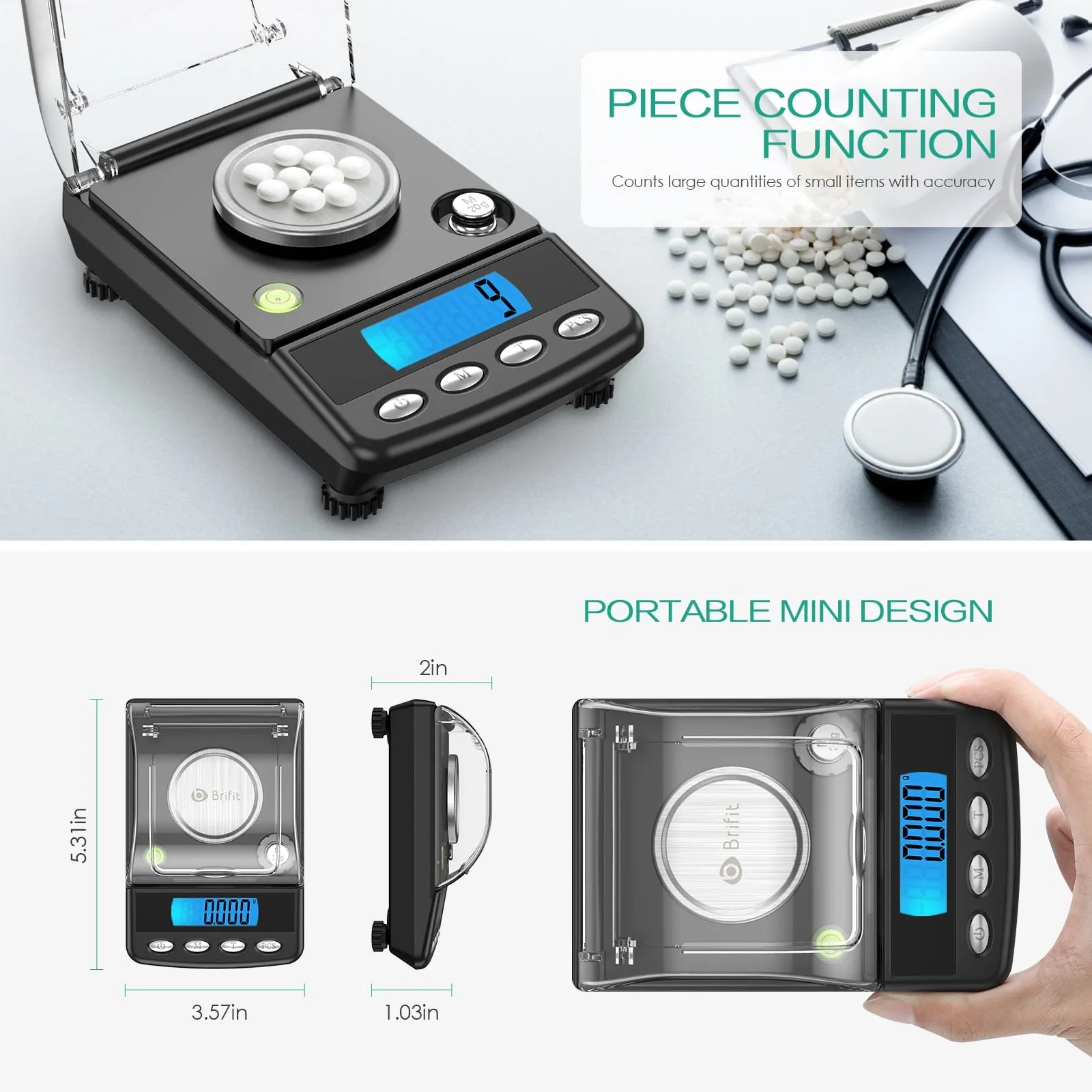 0.001g Precision Digital Jewelry Scale - USB Chargeable