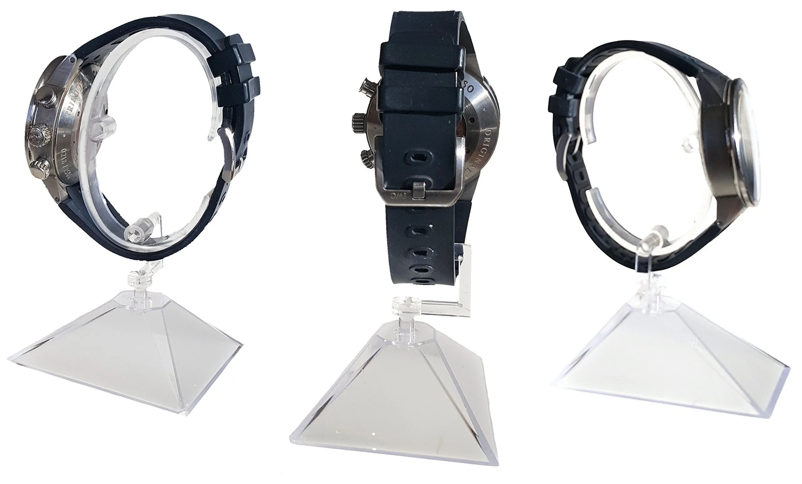10-Pack Single Clear Acrylic Watch Display Stand Holder  Plastic Watch Holder with Stand (3.5" H / 4.5"H) 10