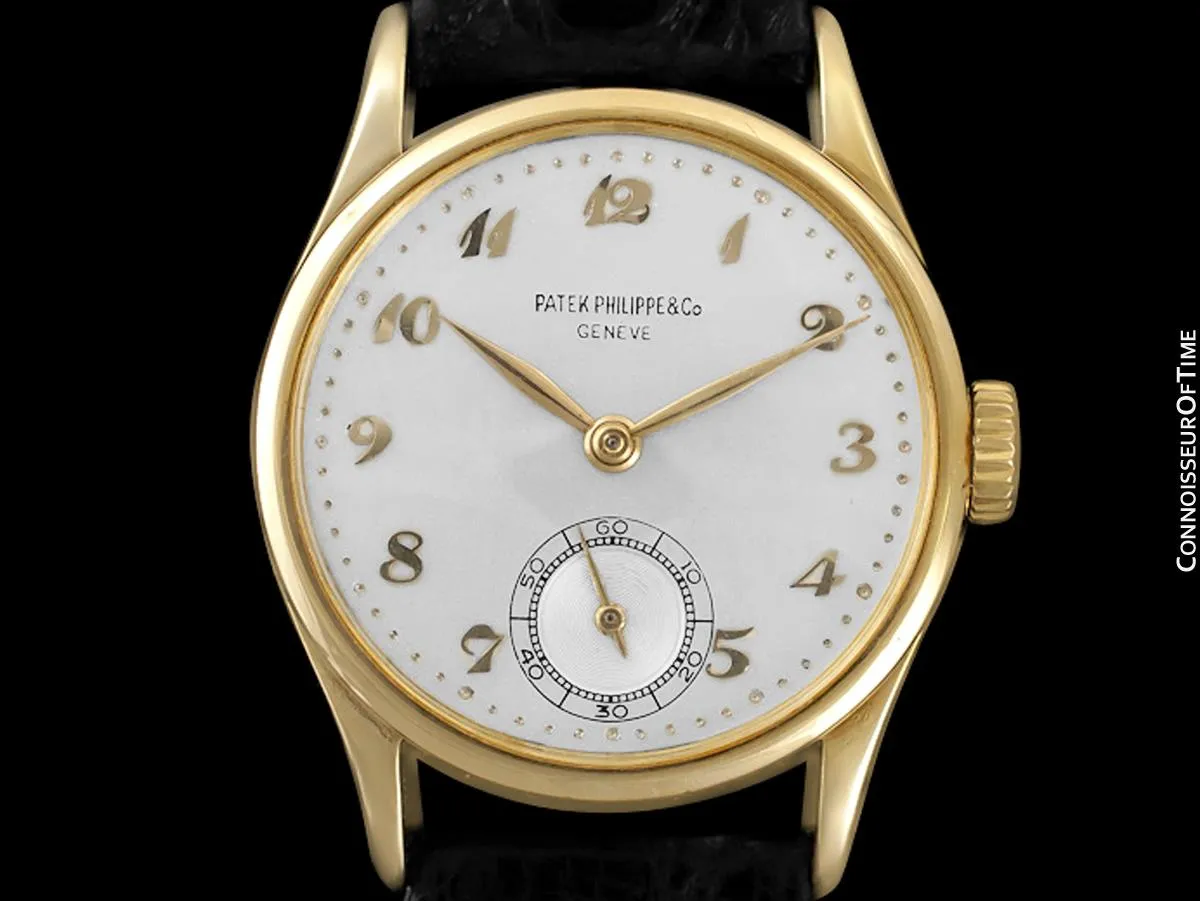 1950 Patek Philippe Vintage Calatrava Ref. 2418 Mens Watch, 18K Gold - Rare Breguet Dial
