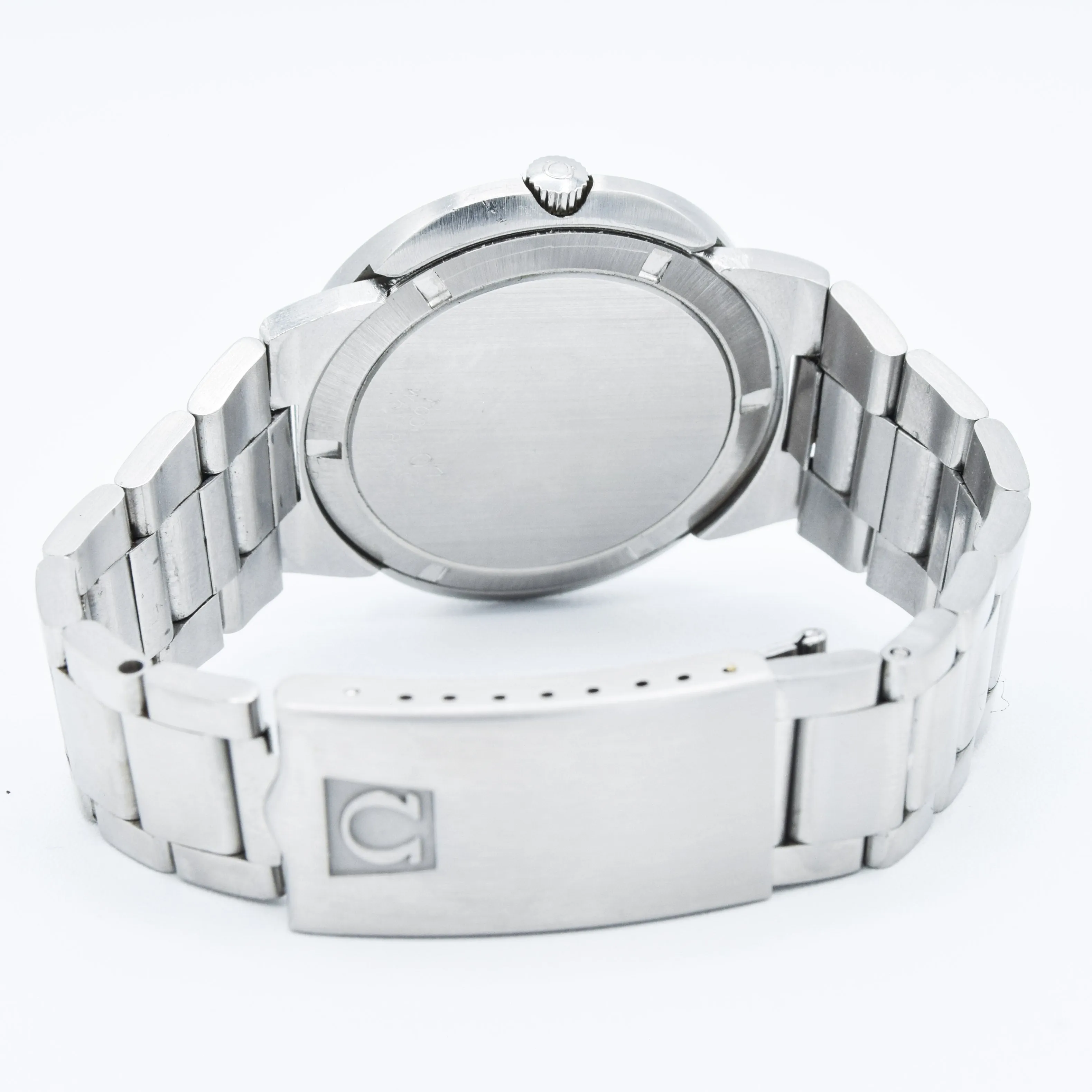 1969 Omega Geneve Dynamic Automatic French Day Date with Two Tone Silver and Blue Bullseye Dial Model 166.079 in Stainless Steel on Bracelet
