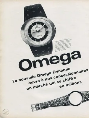 1969 Omega Geneve Dynamic Automatic French Day Date with Two Tone Silver and Blue Bullseye Dial Model 166.079 in Stainless Steel on Bracelet