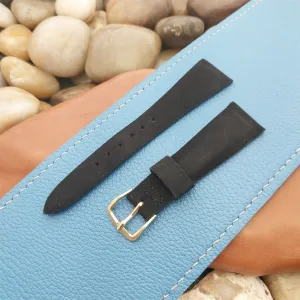 19mm Kreisler Tapered Short Black Suede Classic Unused 1960s Vintage Watch Band