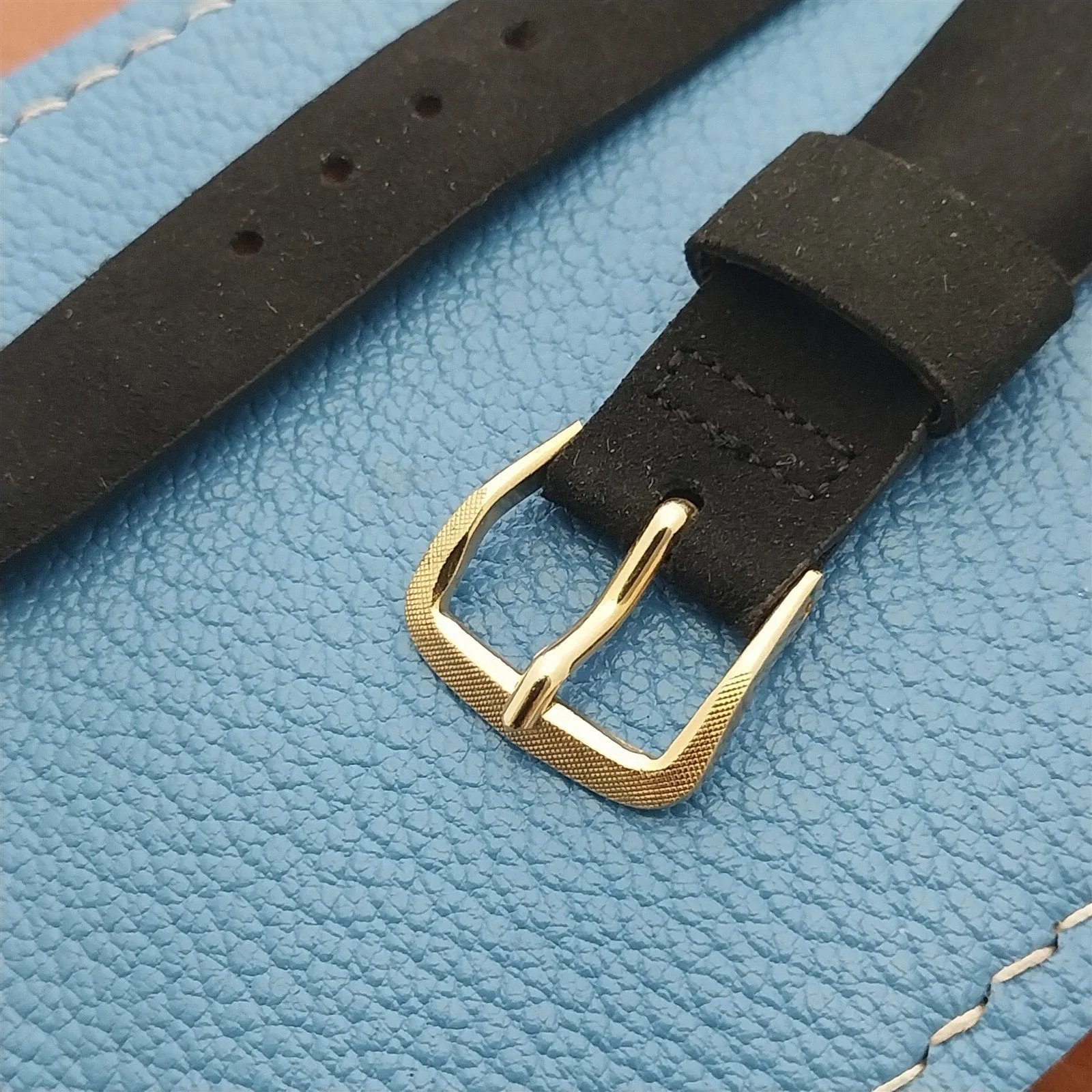19mm Kreisler Tapered Short Black Suede Classic Unused 1960s Vintage Watch Band