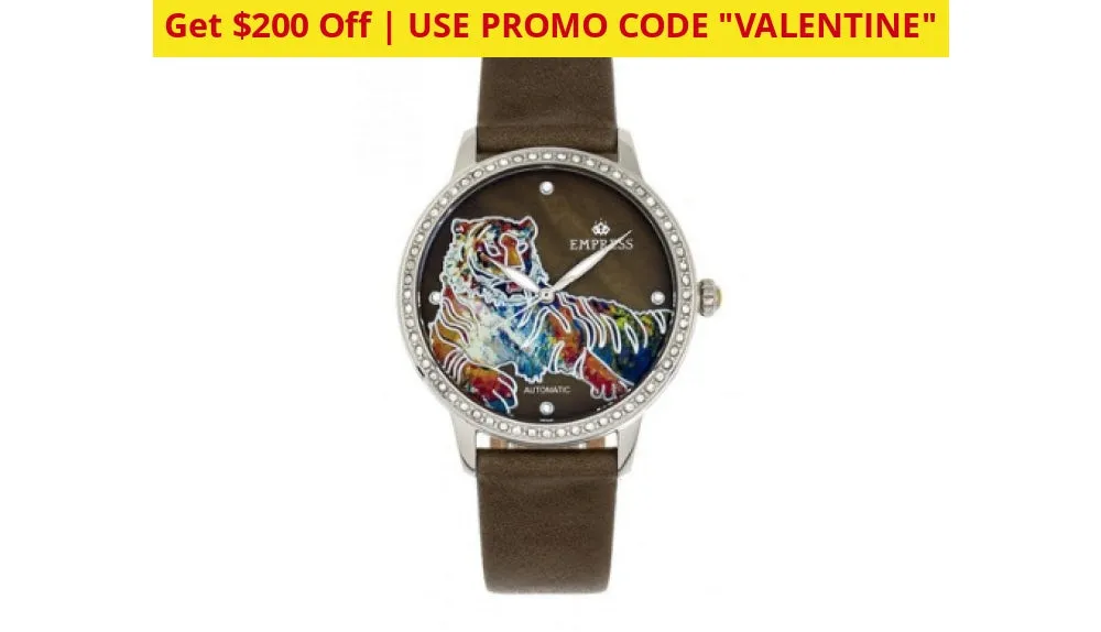 $200 OFF   FREE RETURNS: Empress Diana Automatic Engraved Leather Band Watches - Ships Quick!