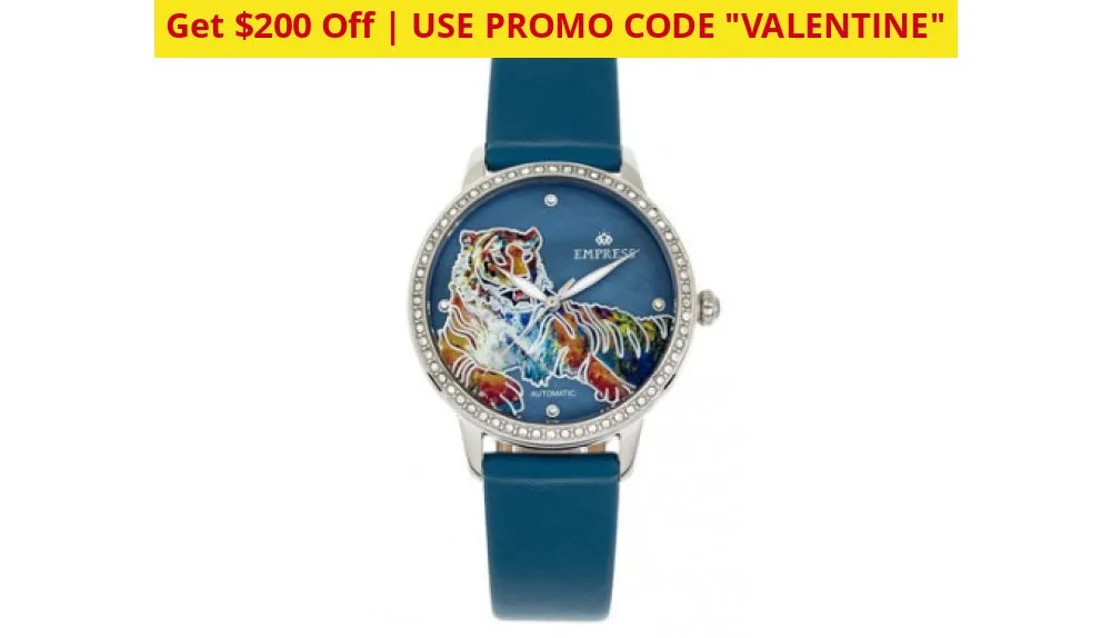 $200 OFF   FREE RETURNS: Empress Diana Automatic Engraved Leather Band Watches - Ships Quick!
