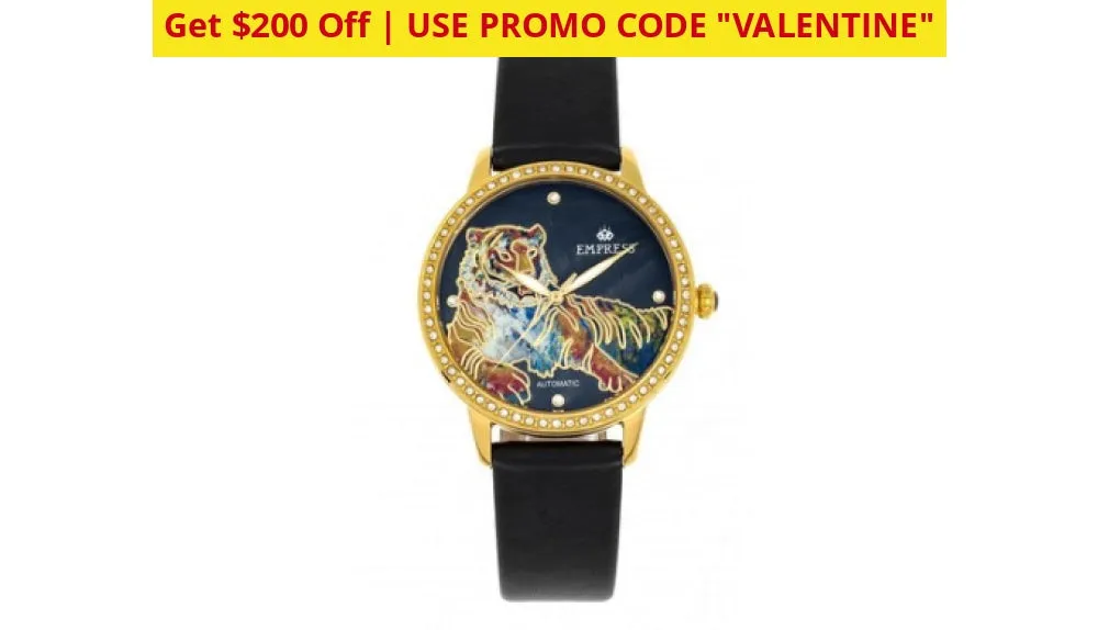 $200 OFF   FREE RETURNS: Empress Diana Automatic Engraved Leather Band Watches - Ships Quick!