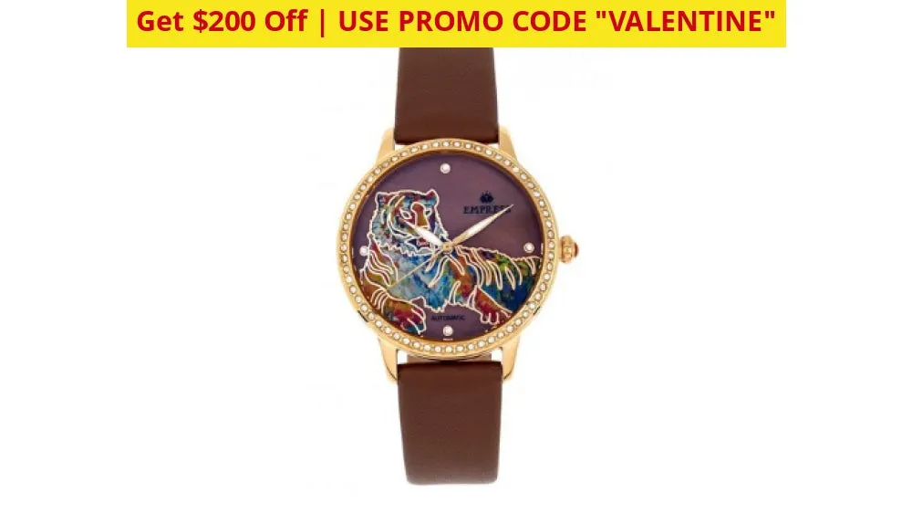$200 OFF   FREE RETURNS: Empress Diana Automatic Engraved Leather Band Watches - Ships Quick!
