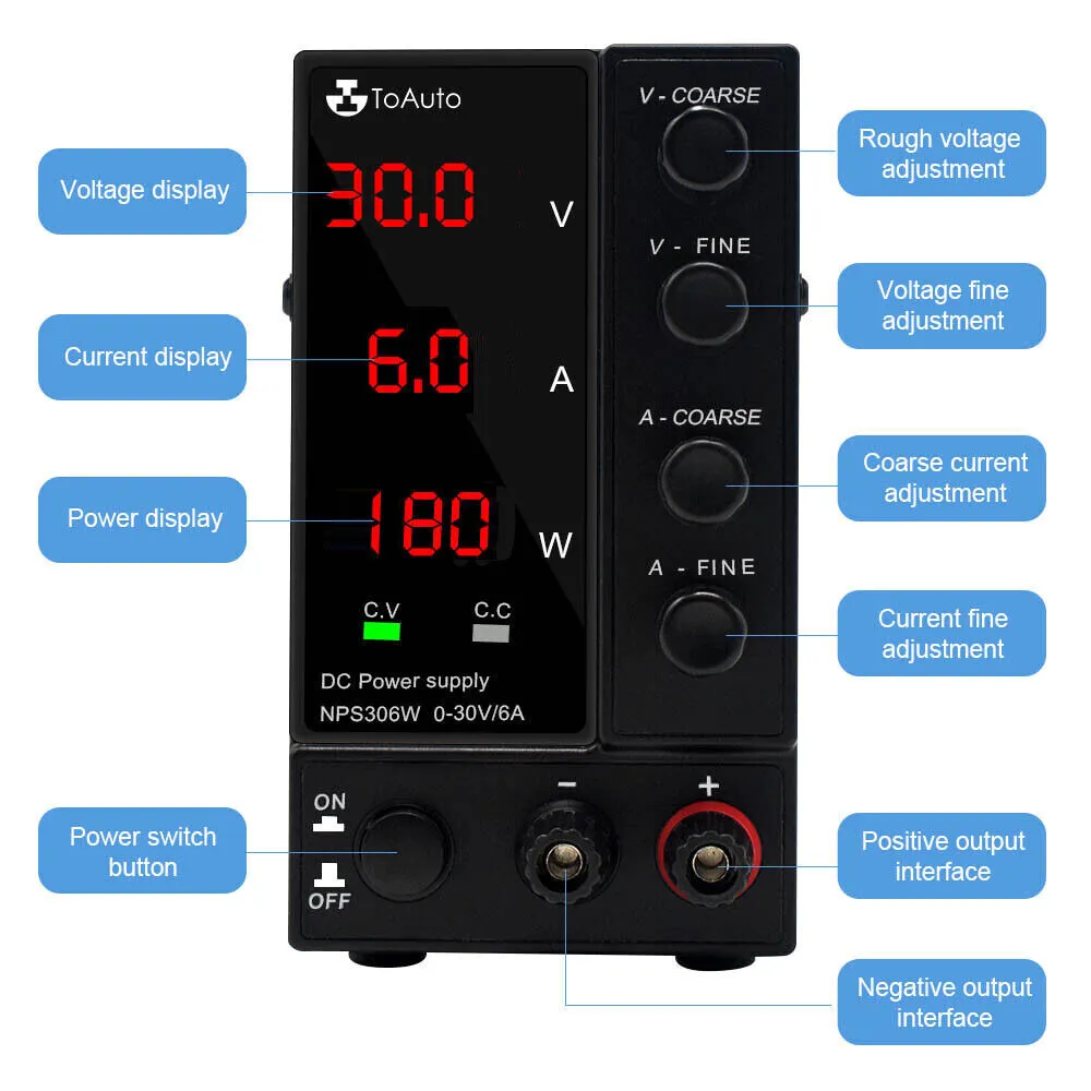 30V 6A DC Bench Power Supply | Precision Variable | 4 Digital Adjustable Lab Test | AU
