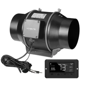 6 Inch Inline Fan With Digital Humidity   Temperature Control | Professional Series