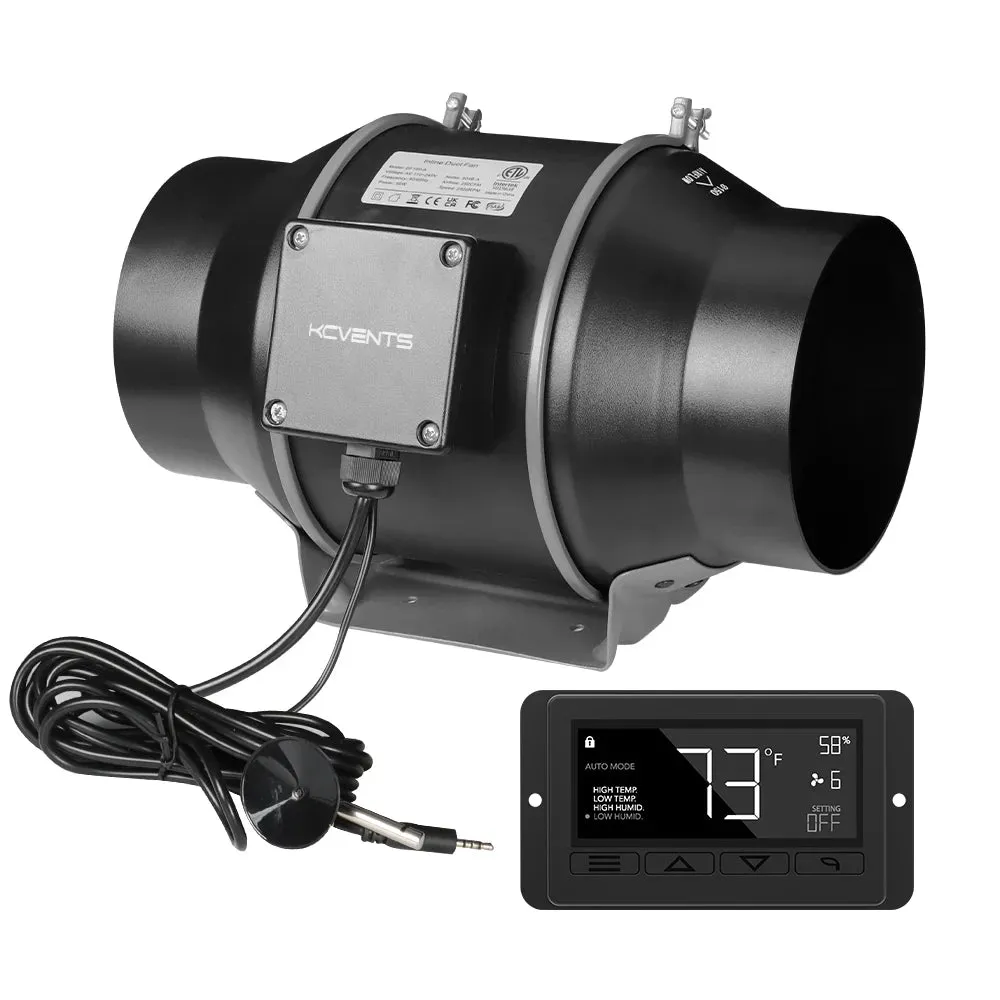 6 Inch Inline Fan With Digital Humidity   Temperature Control | Professional Series