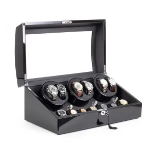 6 Watch Winder With 7 Extra Storages Space - Black