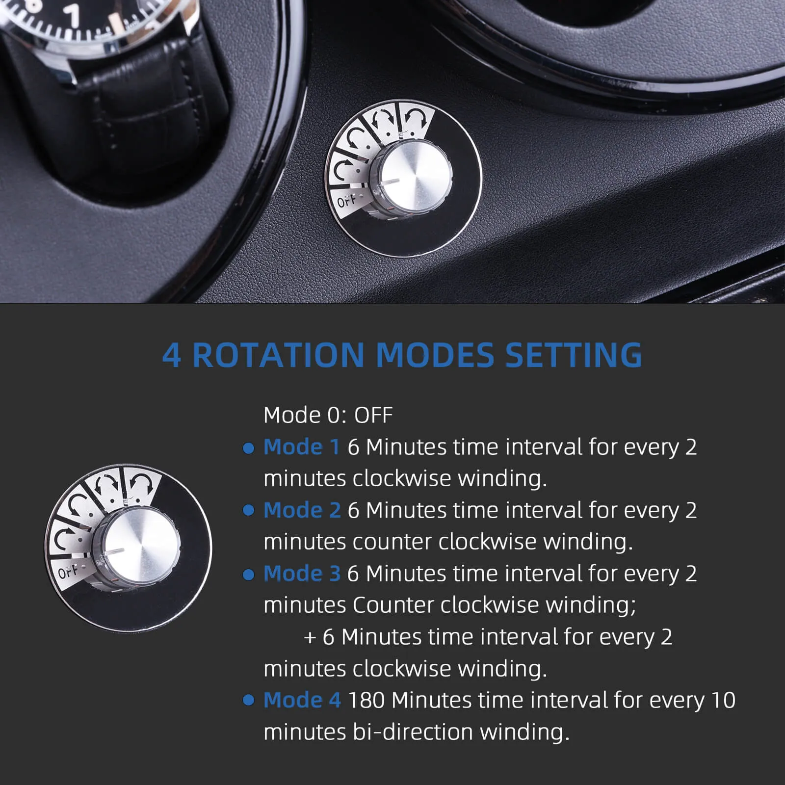 6 Watch Winder With 7 Extra Storages Space - Black