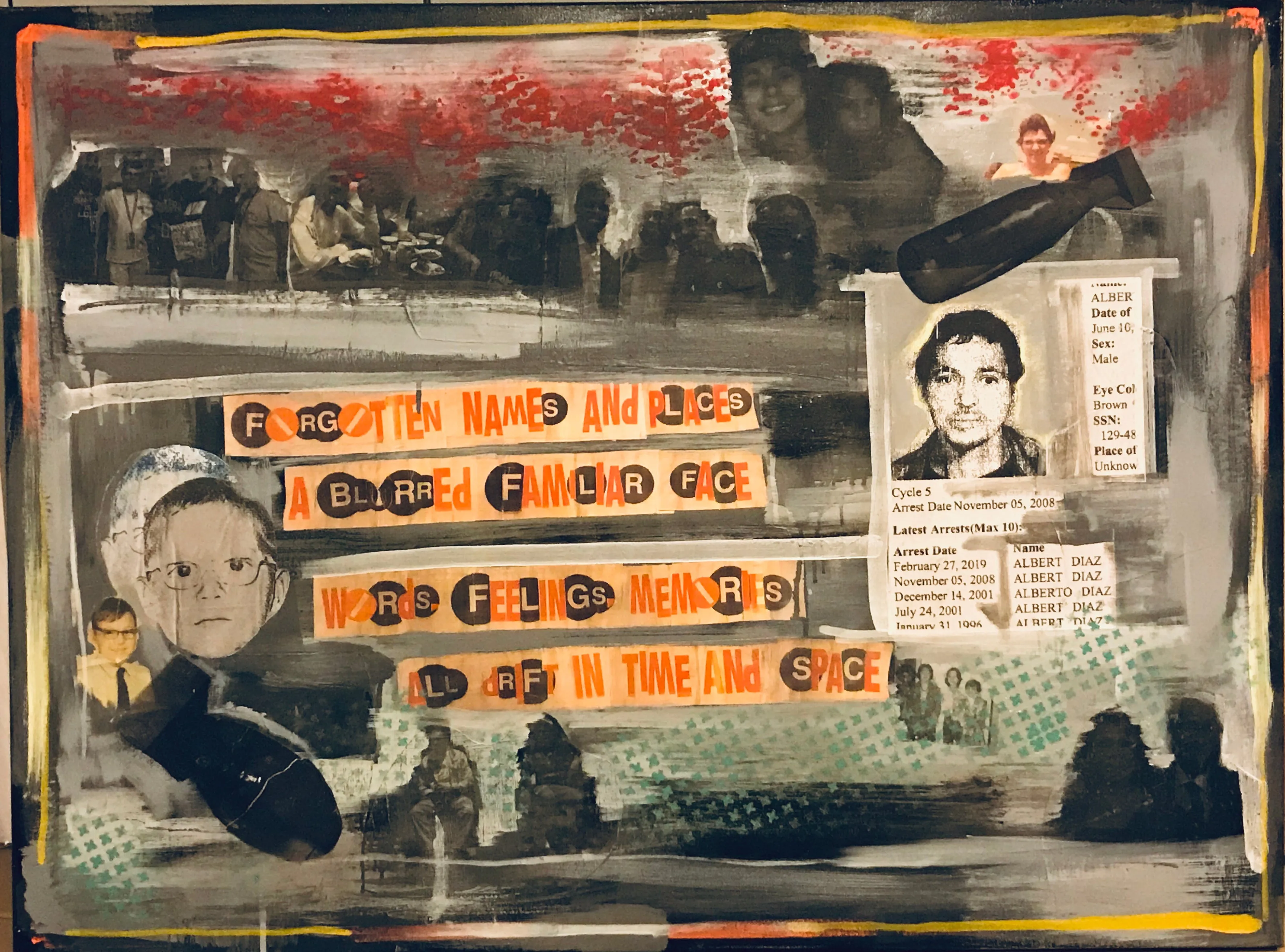 AL DíAZ "Forgotten Names" Mixed Media on Canvas, 2019 - $20K Appraisal Value!