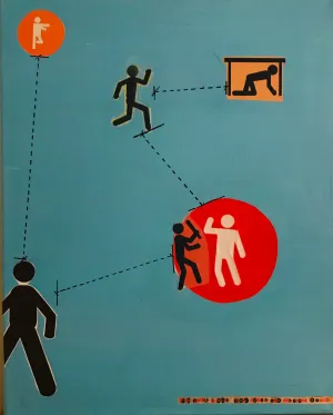 AL DÍAZ "Social Distancing #1" Mixed Media on Canvas, 2020 - $10K Appraisal Value!