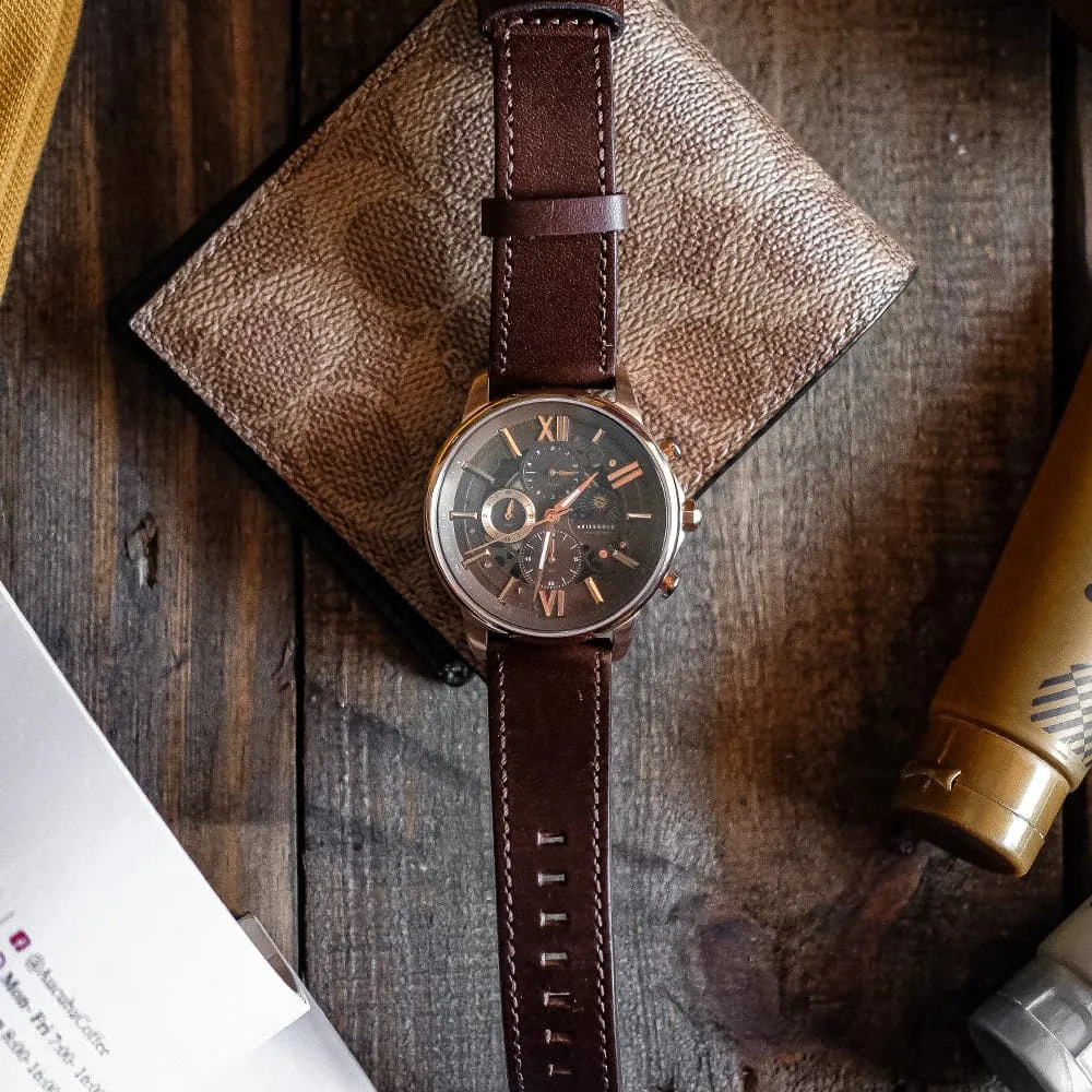 ARIES GOLD BELFAST MOON G 7013 RG-CF MEN'S LEATHER WATCH