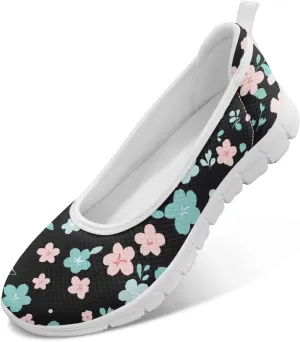 Ballet Style Flats for Ladies Big Girls Women's Slip on Shoes Mesh Walking Flat Shoes Comfort Lightweight Casual Sneakers for Travel Date & Party Gift for Wife Girlfiend White Sole Size 6-11