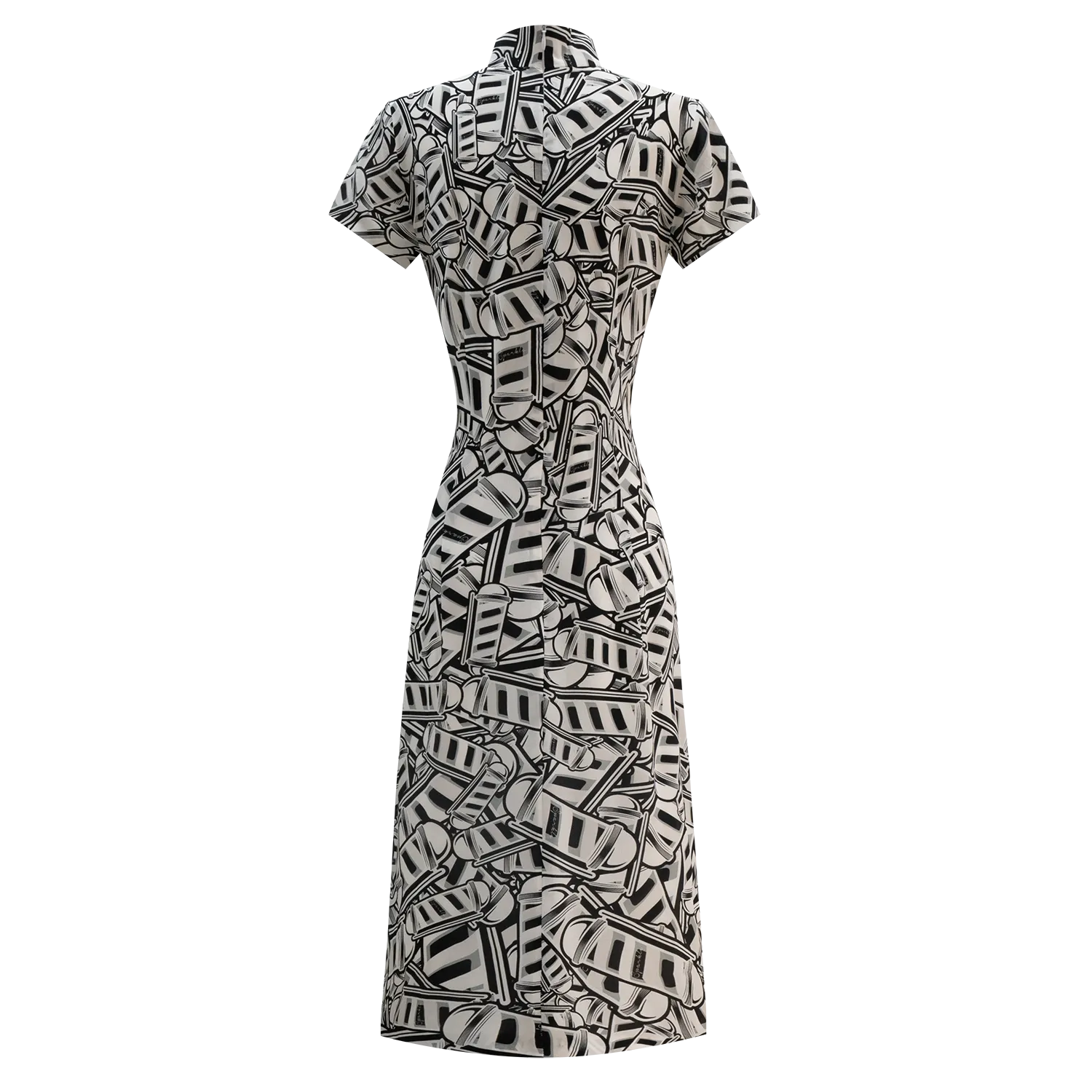 【BARBER TWIRL】100% Silk Cheongsam (Short Sleeve) (香港士多) (轉轉燈)