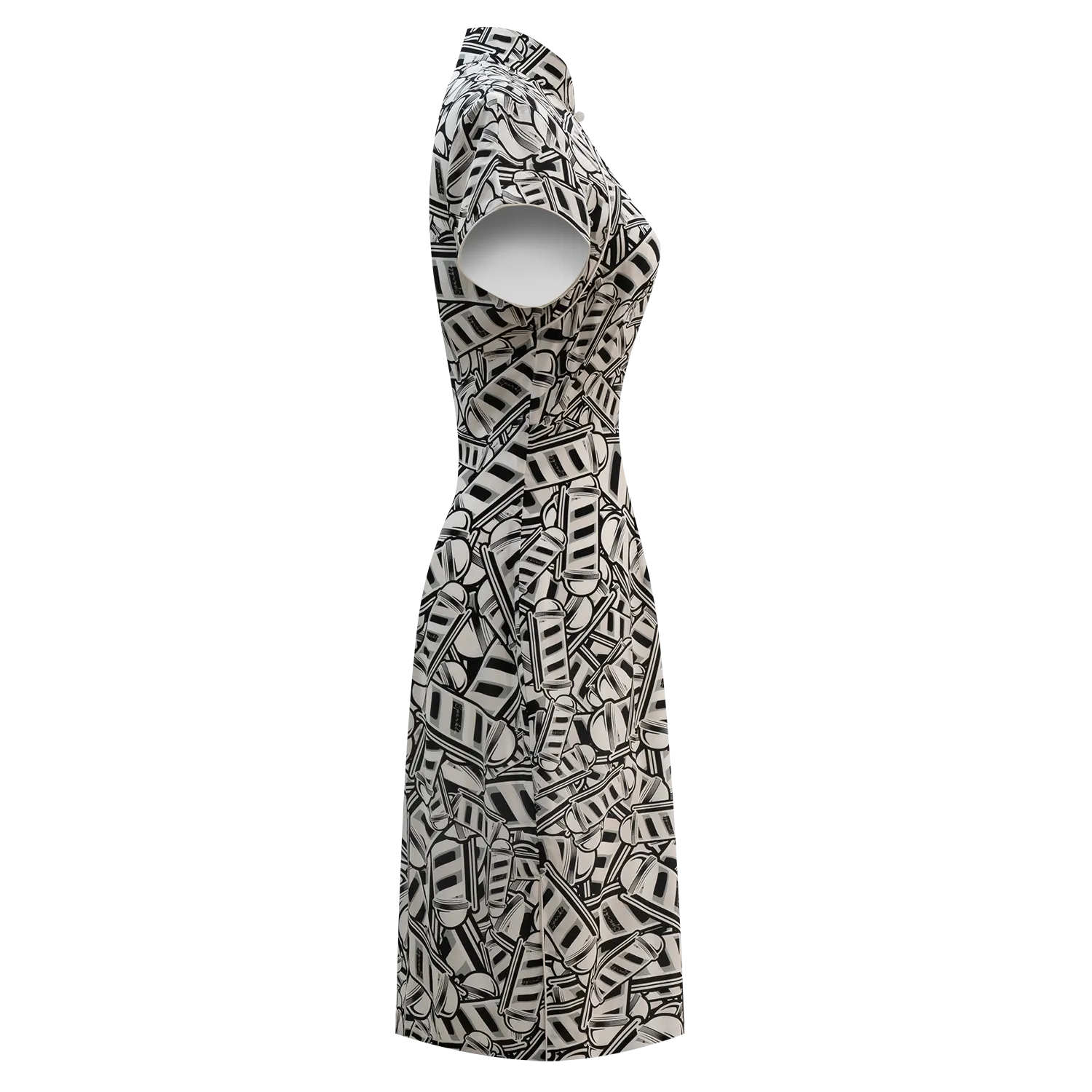【BARBER TWIRL】100% Silk Cheongsam (Short Sleeve) (香港士多) (轉轉燈)