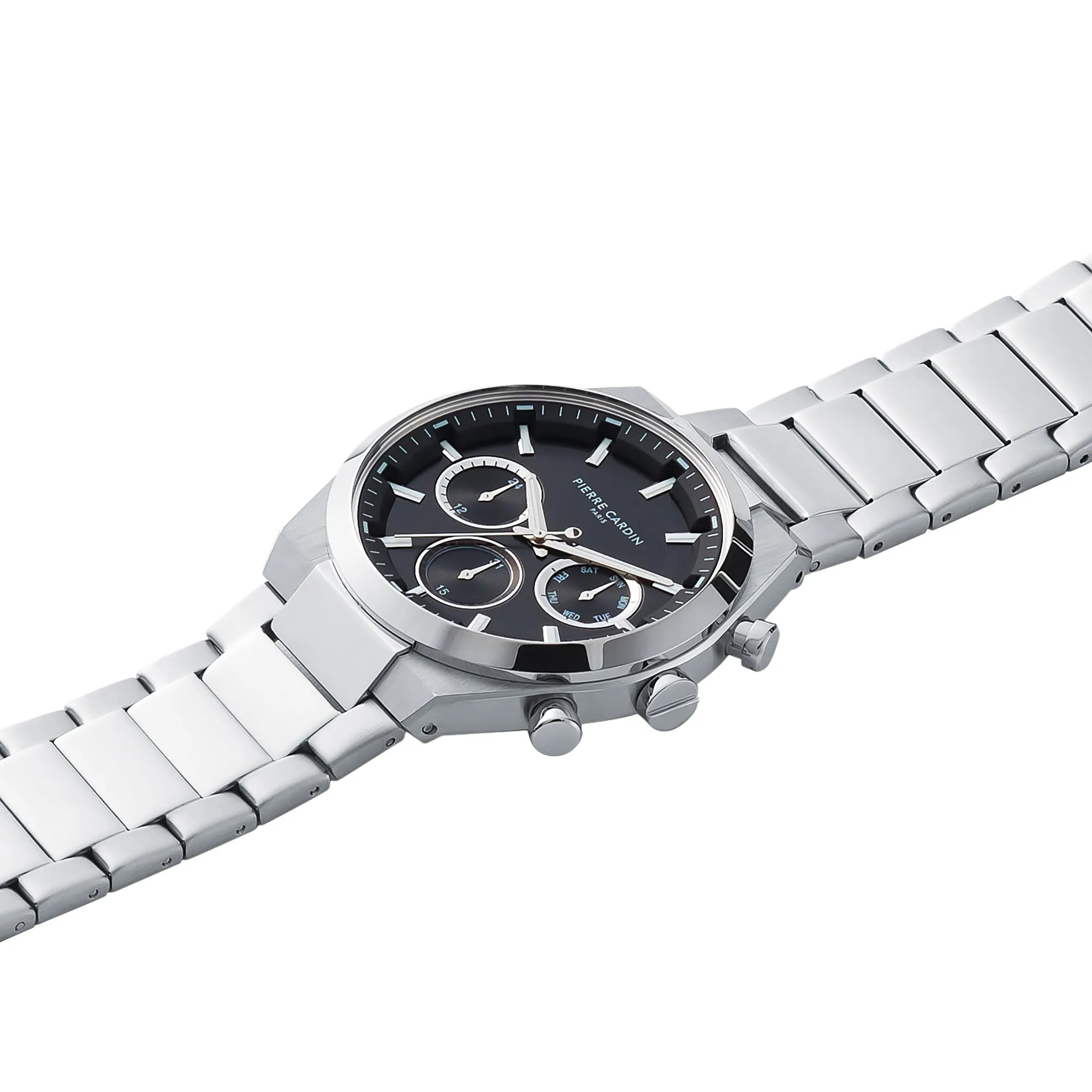 Batignolles Influential Multifunction watch with Black Dial with a Metal Links Strap