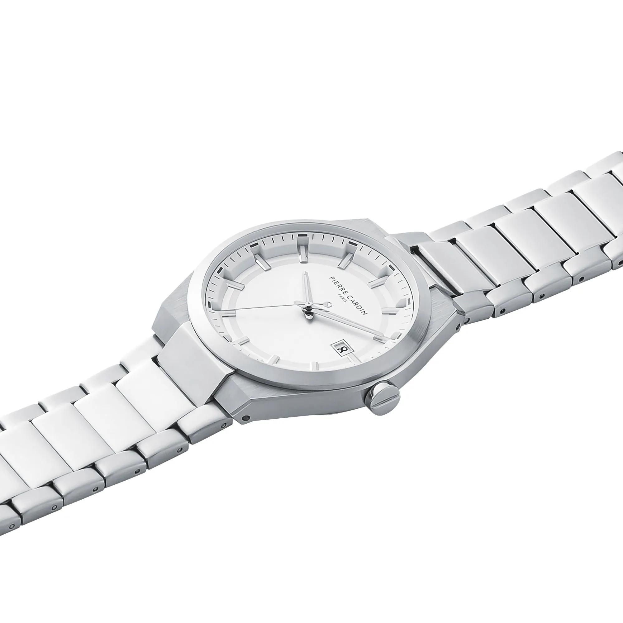 Batignolles Robust Stainless Steel watch with Silver White Dial with a Metal Links Strap