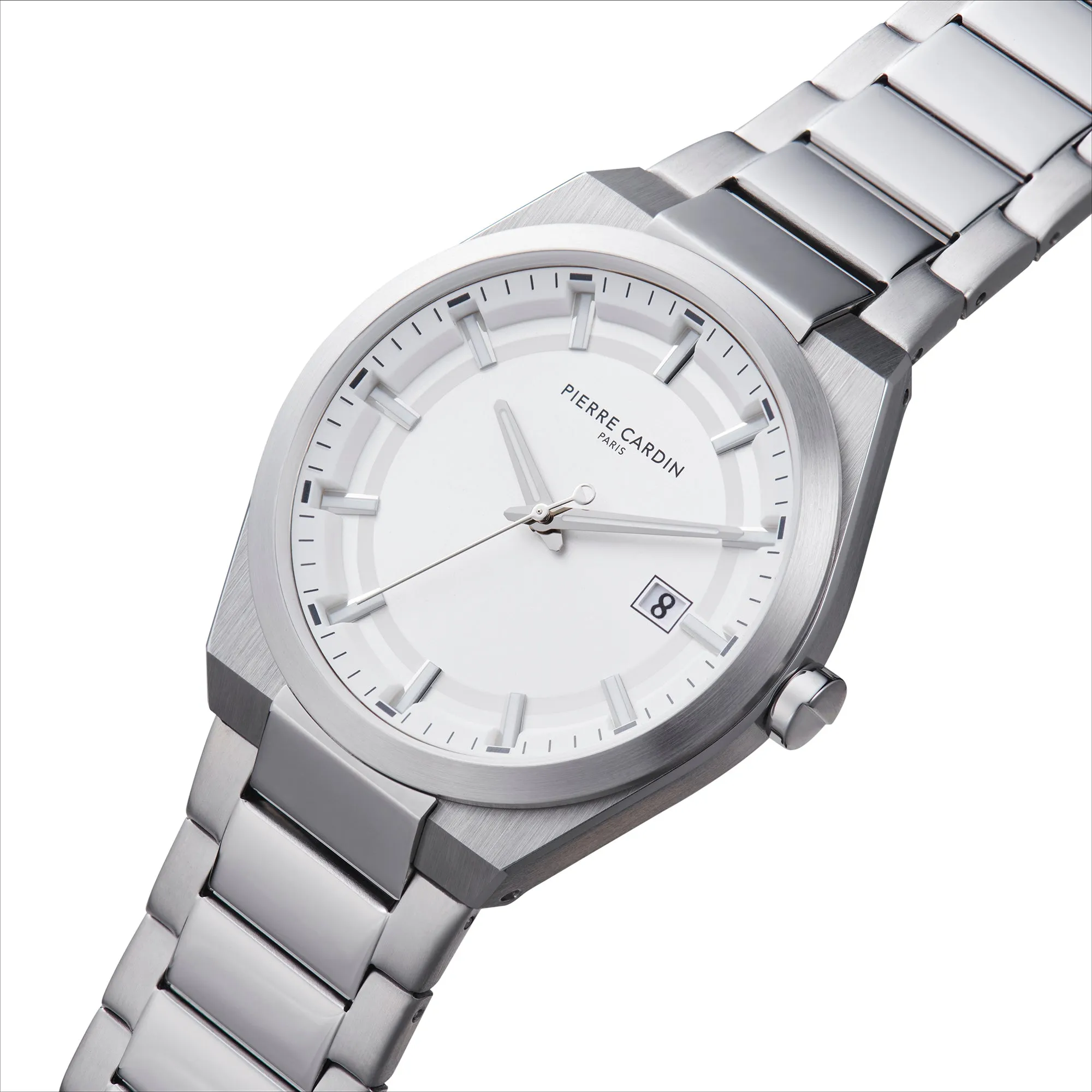 Batignolles Robust Stainless Steel watch with Silver White Dial with a Metal Links Strap