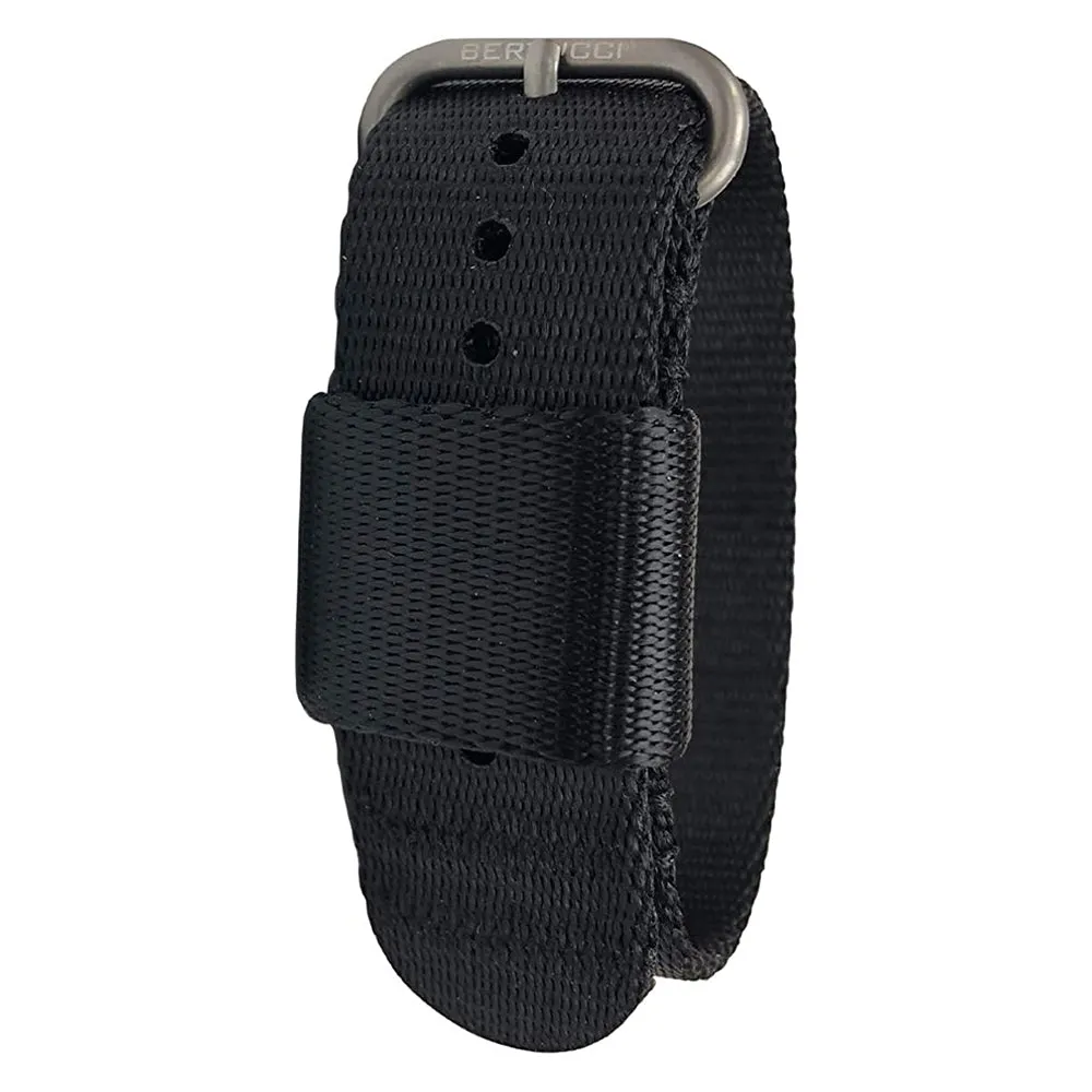 Bertucci Mens G–Type Comfort-Webb Black Nylon Webbing Strap Matte Stainless Steel Buckle Watch Band - B-260