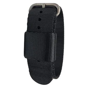 Bertucci Mens G–Type Comfort-Webb Black Nylon Webbing Strap Matte Stainless Steel Buckle Watch Band - B-260