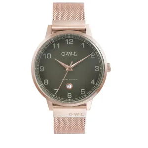 BRANCASTER WATCH WITH ROSE-GOLD CASE, STONE GREY DIAL & ROSE GOLD MESH ADJUSTABLE STRAP
