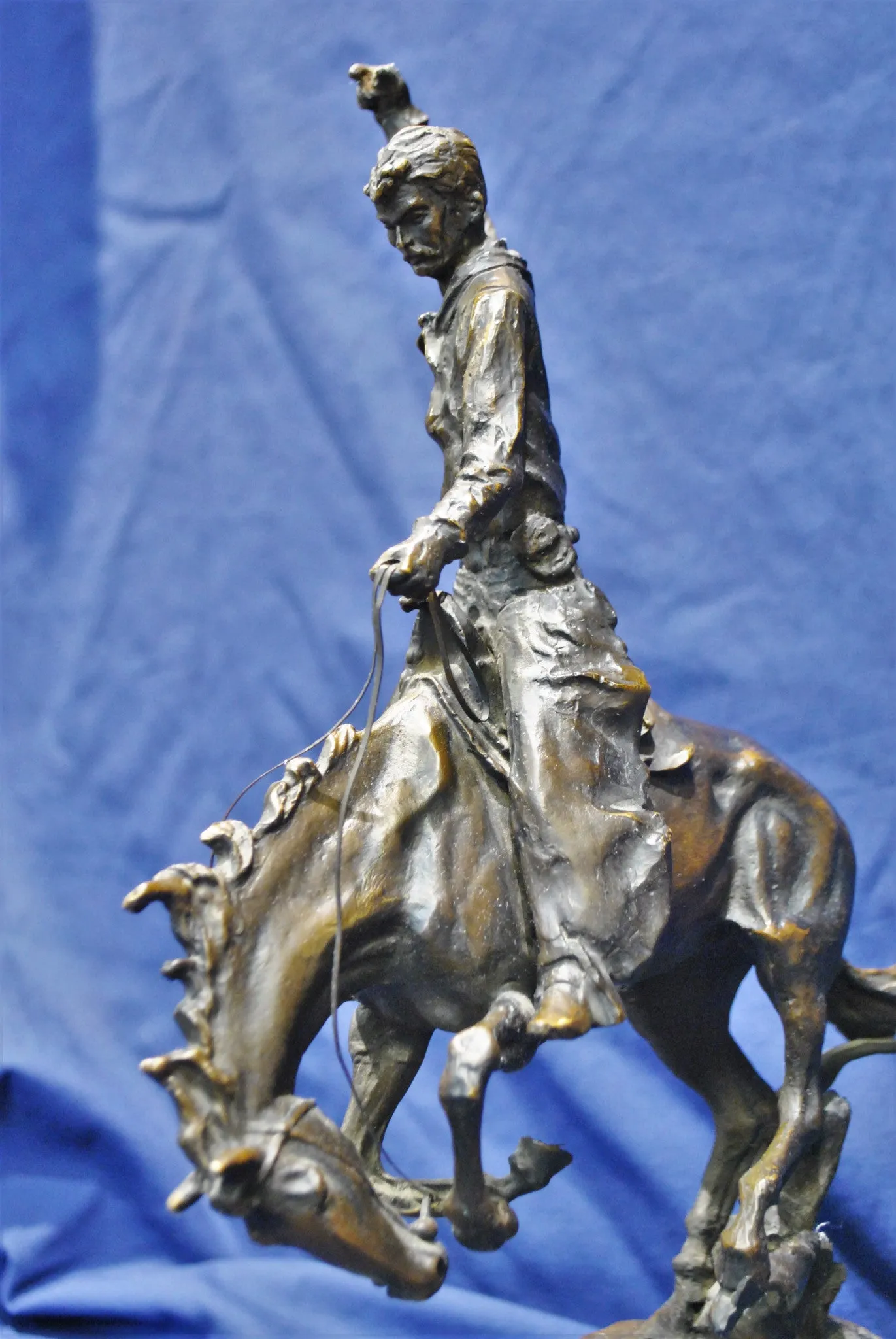 CARL KAUBA "Rodeo Rider" Signed 1890s Bronze Sculpture - Western Cowboy & Horse - $6K VALUE*