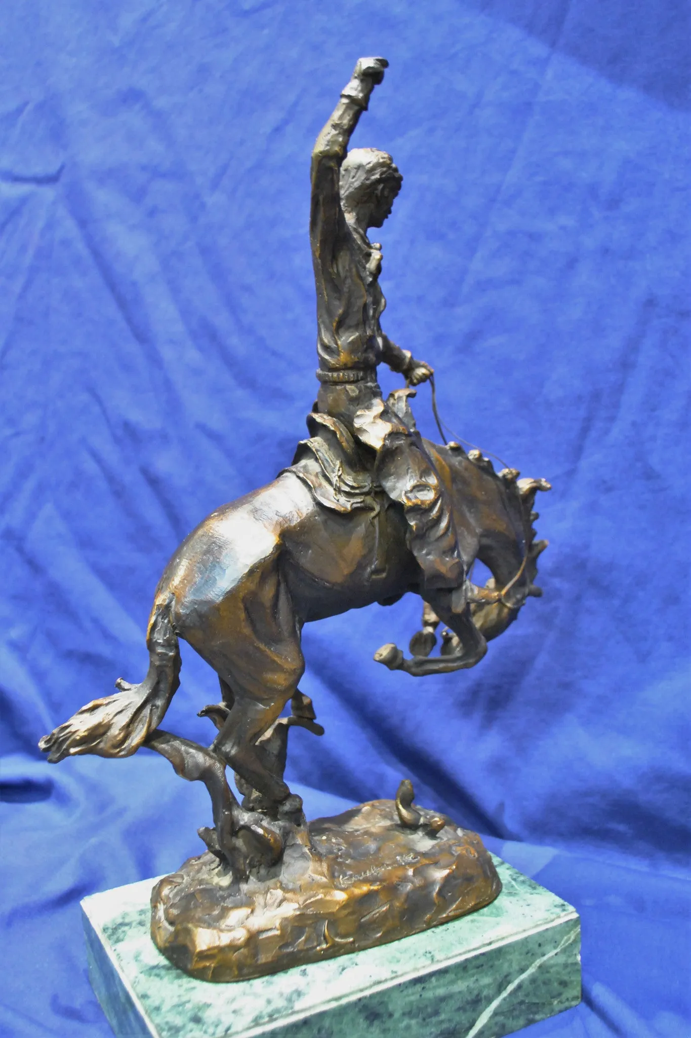 CARL KAUBA "Rodeo Rider" Signed 1890s Bronze Sculpture - Western Cowboy & Horse - $6K VALUE*