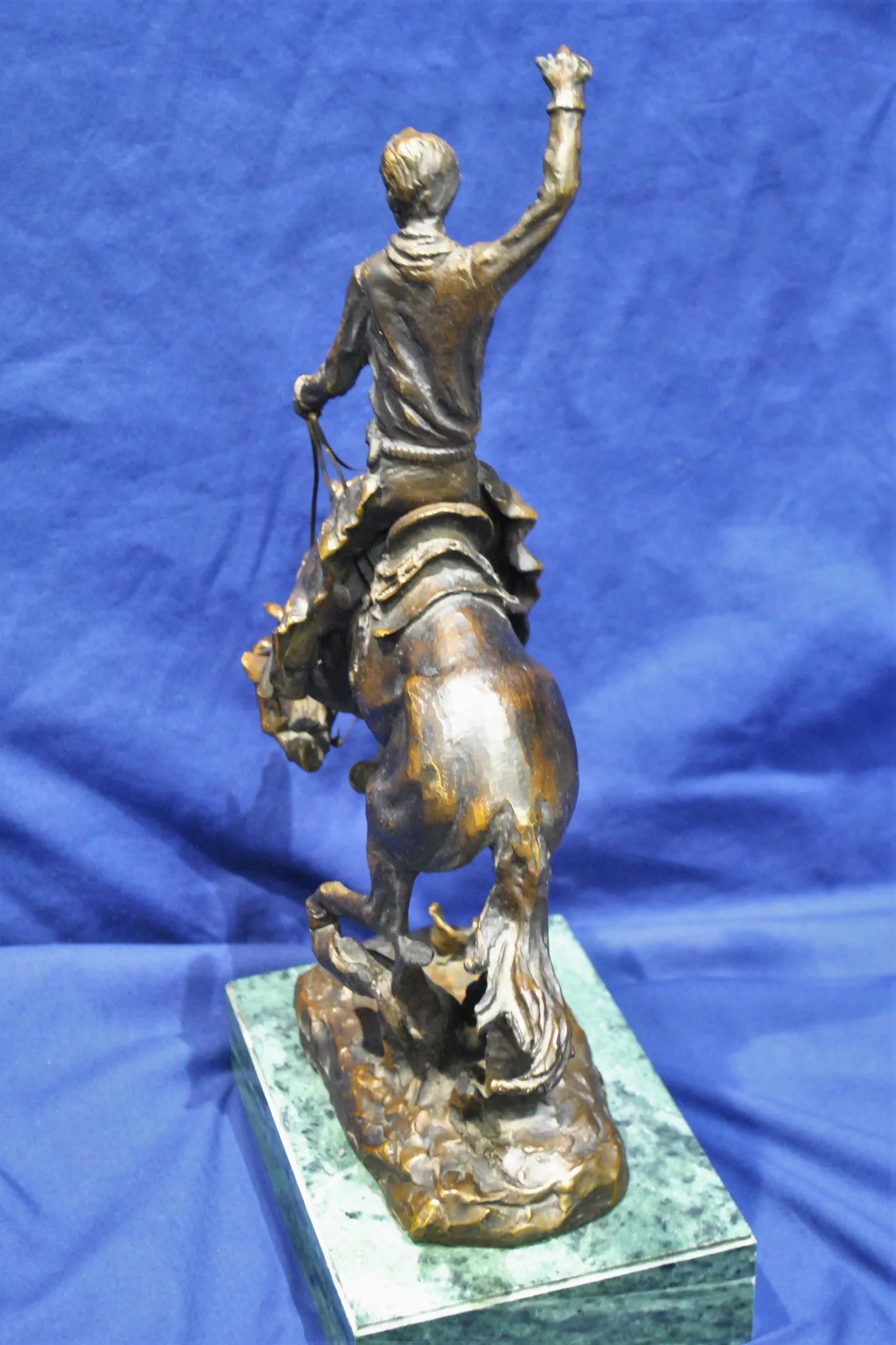 CARL KAUBA "Rodeo Rider" Signed 1890s Bronze Sculpture - Western Cowboy & Horse - $6K VALUE*