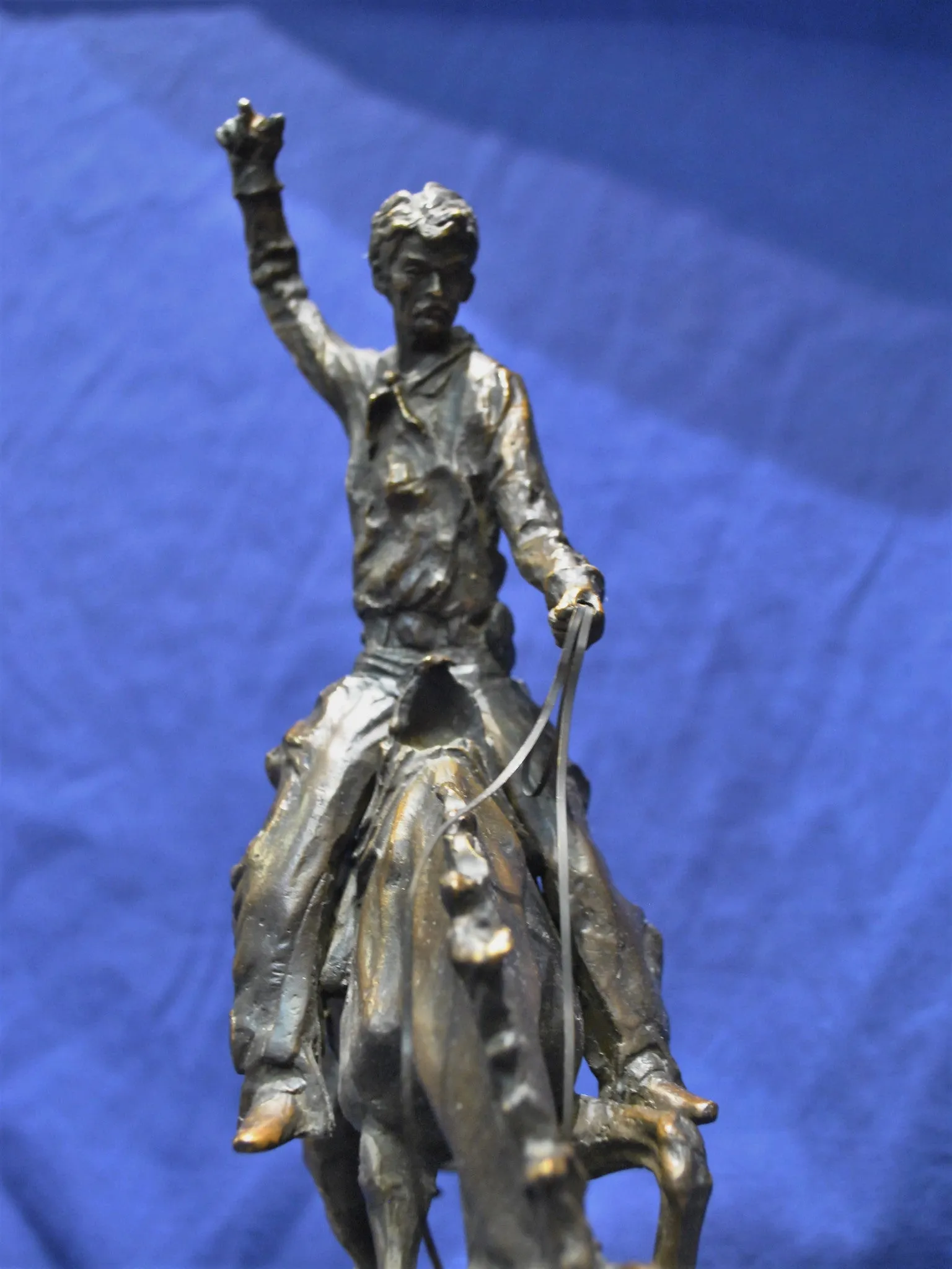 CARL KAUBA "Rodeo Rider" Signed 1890s Bronze Sculpture - Western Cowboy & Horse - $6K VALUE*