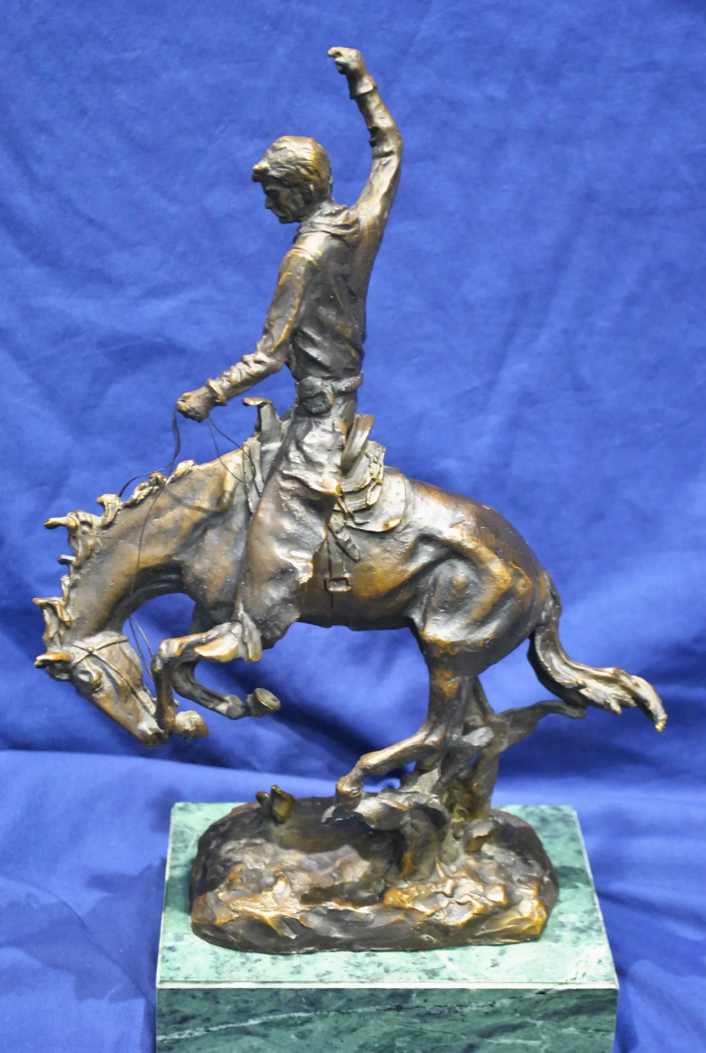 CARL KAUBA "Rodeo Rider" Signed 1890s Bronze Sculpture - Western Cowboy & Horse - $6K VALUE*