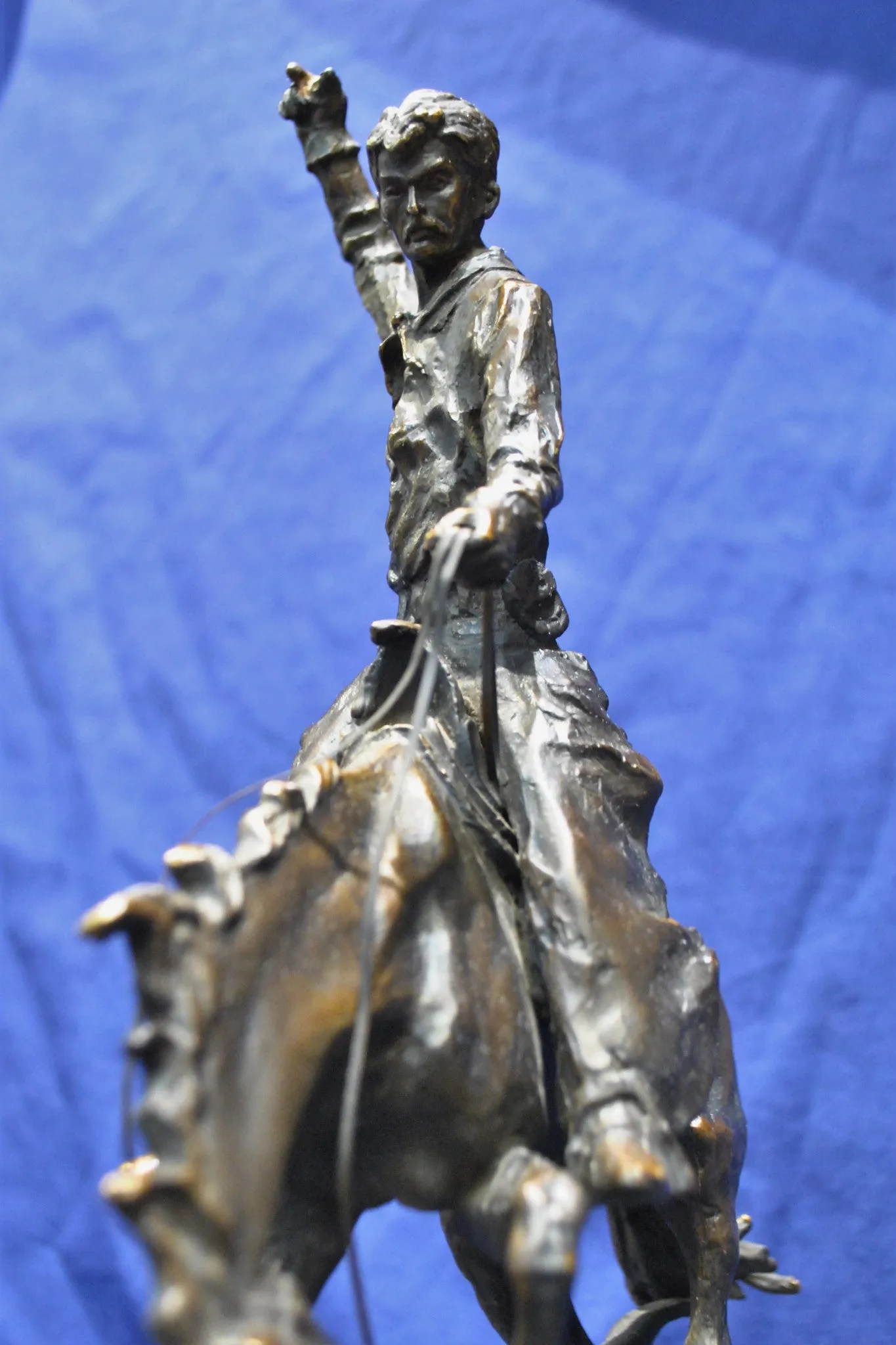 CARL KAUBA "Rodeo Rider" Signed 1890s Bronze Sculpture - Western Cowboy & Horse - $6K VALUE*