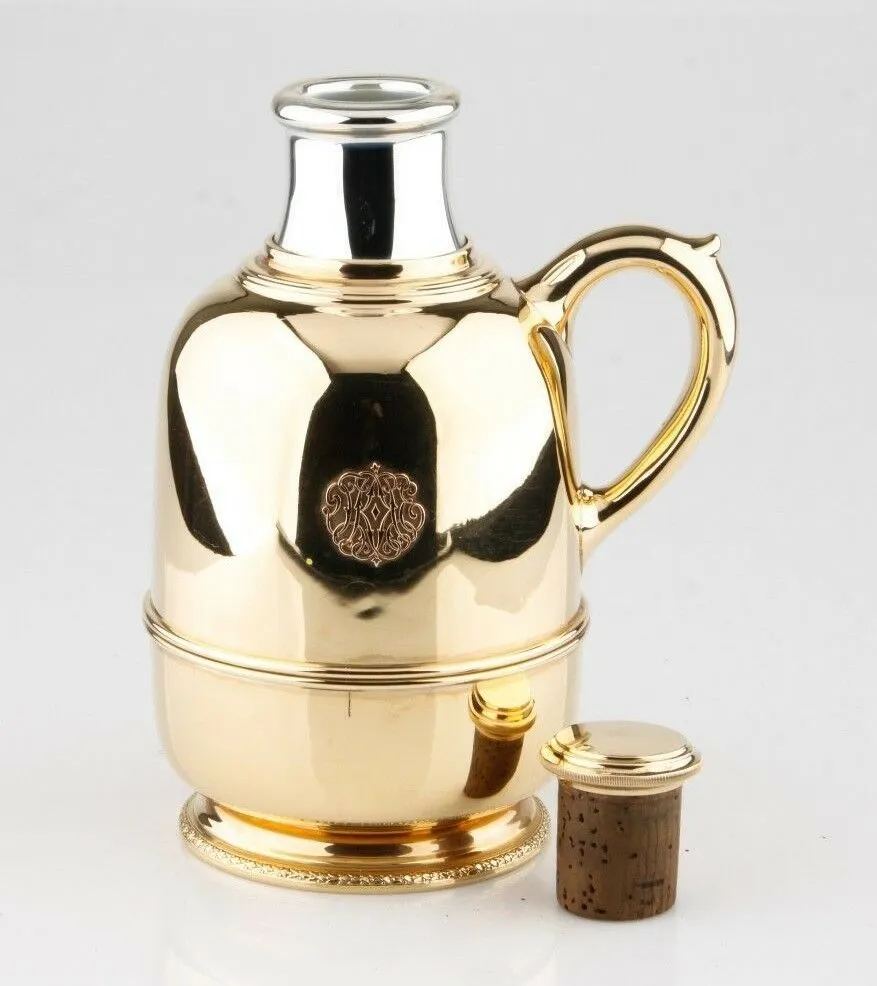 Cartier Thermos Flask/Bottle 14k Yellow and White Gold Very Rare Vintage Piece