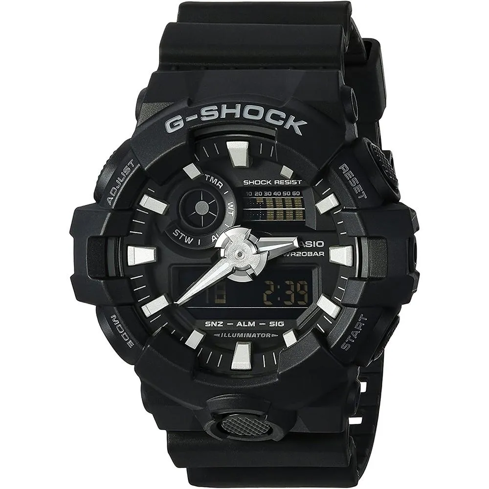 Casio Men's G-Shock Black Resin Band Black Analog-Digital Dial Casual Quartz Watch - GA-700-1BCR