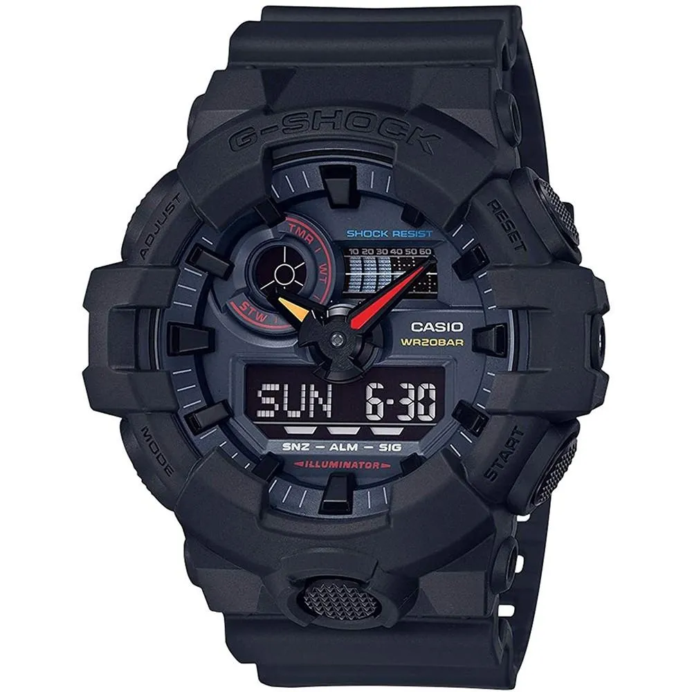 Casio Men's G-Shock Black Resin Band Black Analog-Digital Dial Quartz Watch - GA-700BMC-1ACR