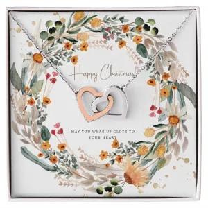 Christmas Jewelry Gifts Interlocking Hearts Happy Christmas