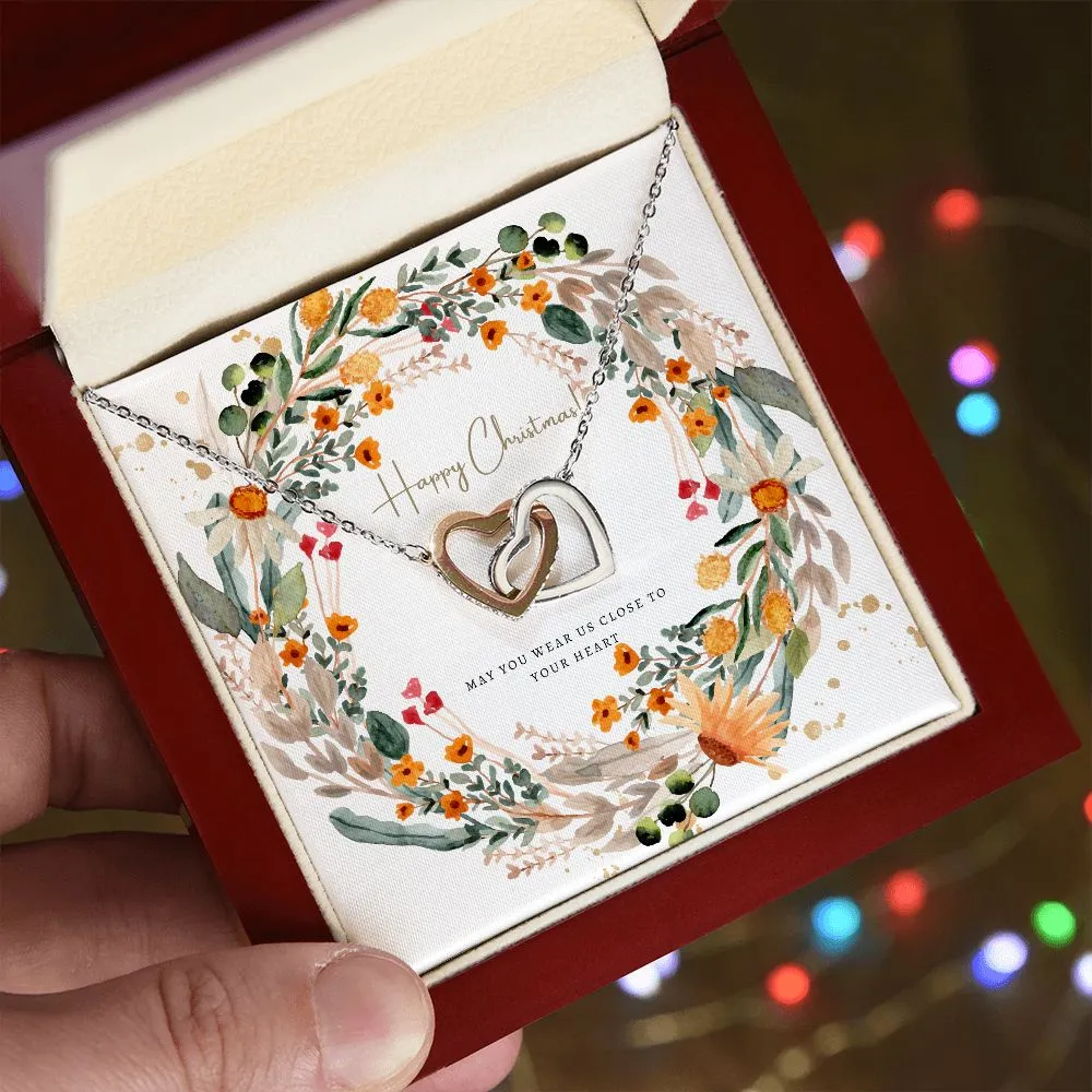 Christmas Jewelry Gifts Interlocking Hearts Happy Christmas