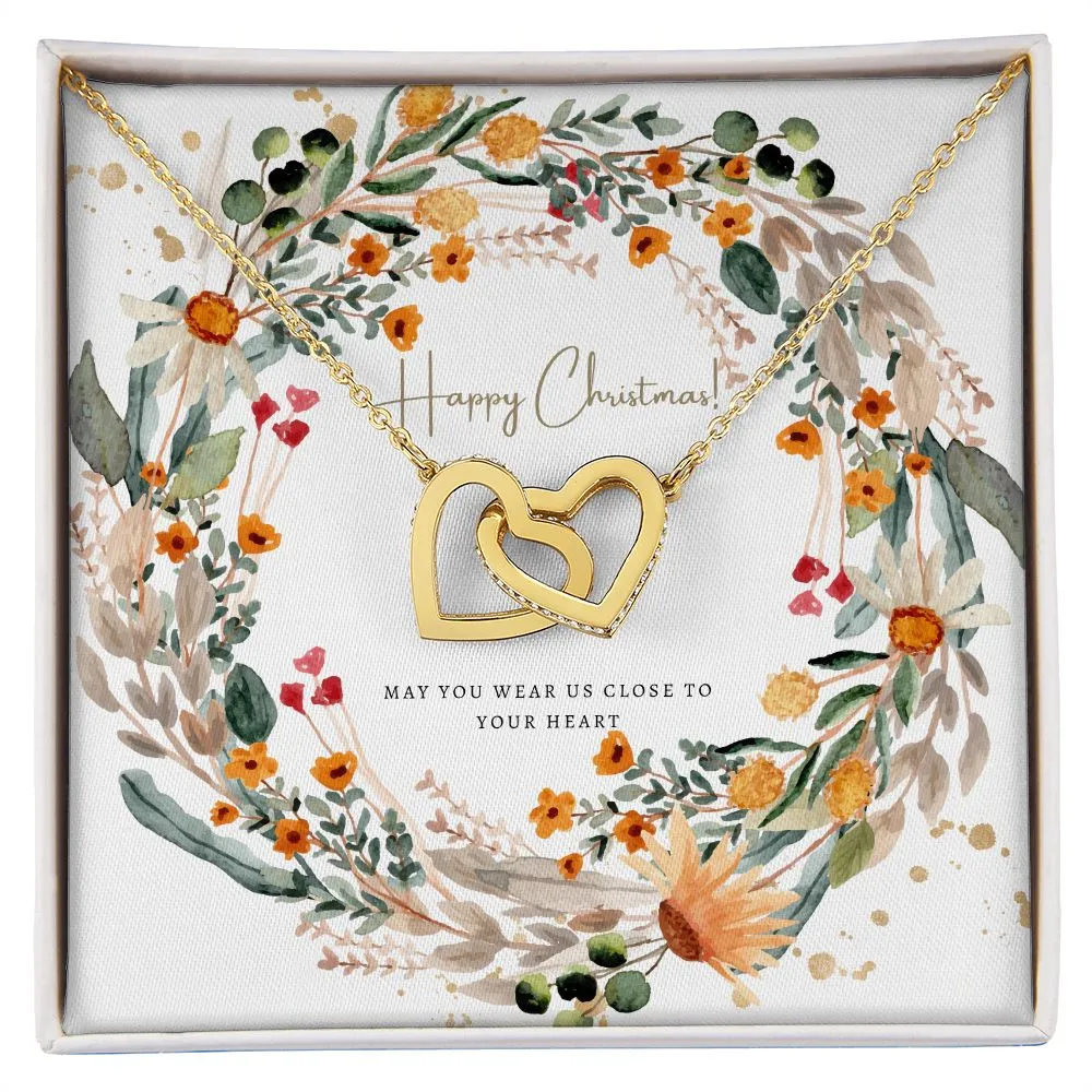 Christmas Jewelry Gifts Interlocking Hearts Happy Christmas