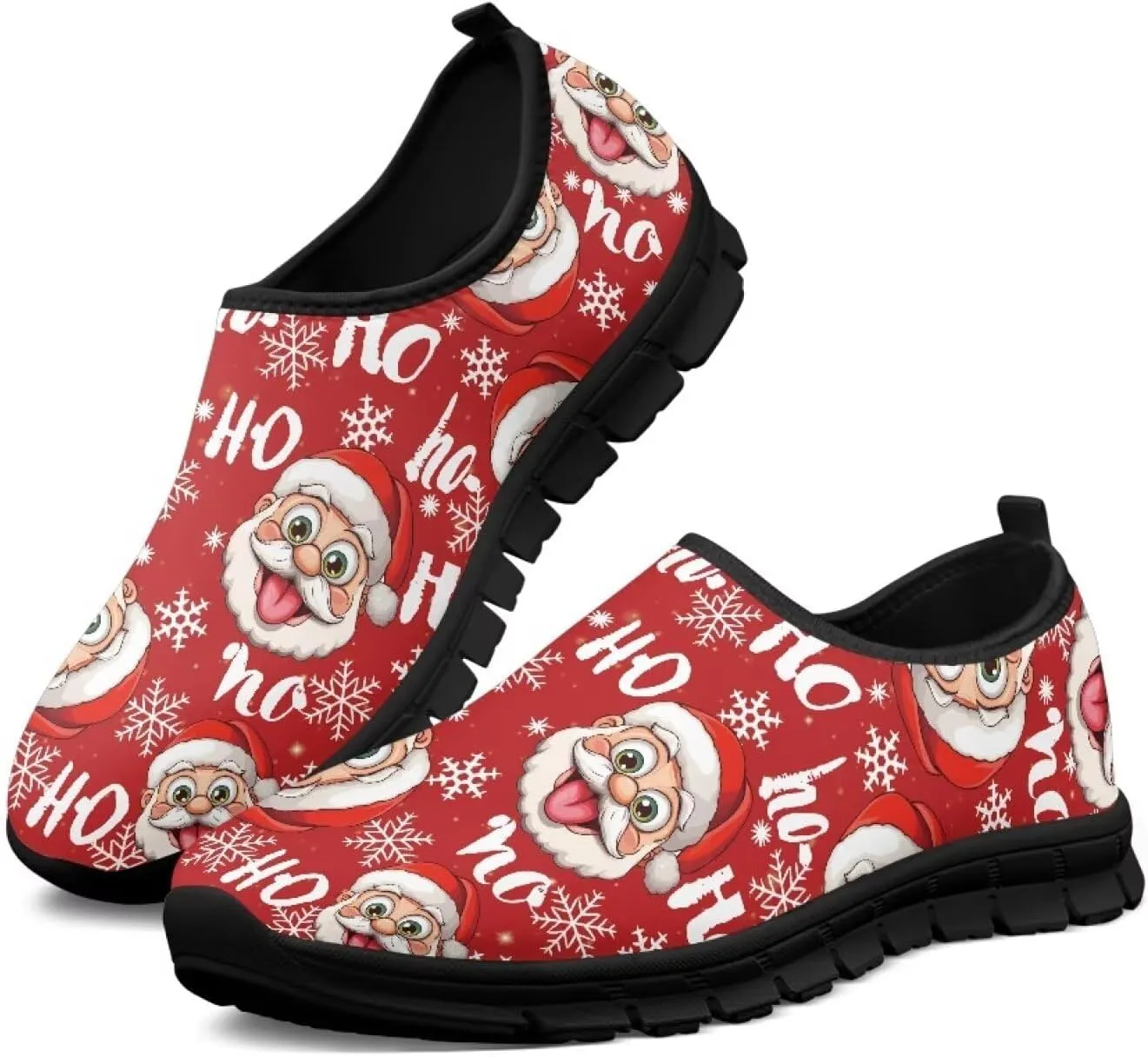Christmas Sneakers for Women Casual Slip On Cozy Low Top Sneakers Lightweight Non-Slip Holiday Walking Shoes for Teen Girls US 5.5-11.5