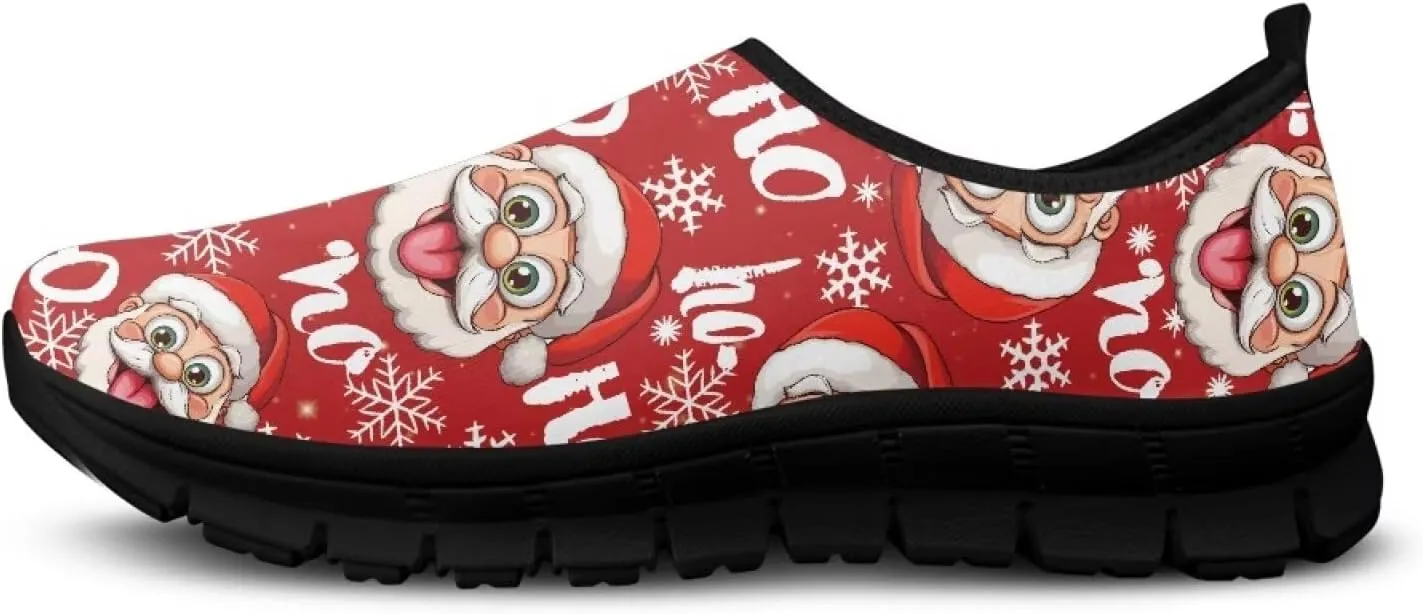 Christmas Sneakers for Women Casual Slip On Cozy Low Top Sneakers Lightweight Non-Slip Holiday Walking Shoes for Teen Girls US 5.5-11.5