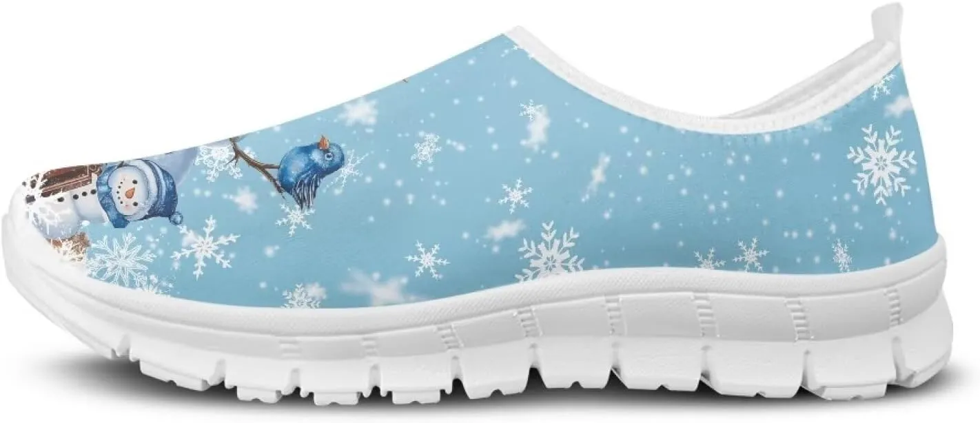 Christmas Sneakers for Women Casual Soft Slip On Athletic Running Sneakers for Ladies Low Top Hands Free Non-Slip Walking Shoes for Teen Girls Black US 5.5