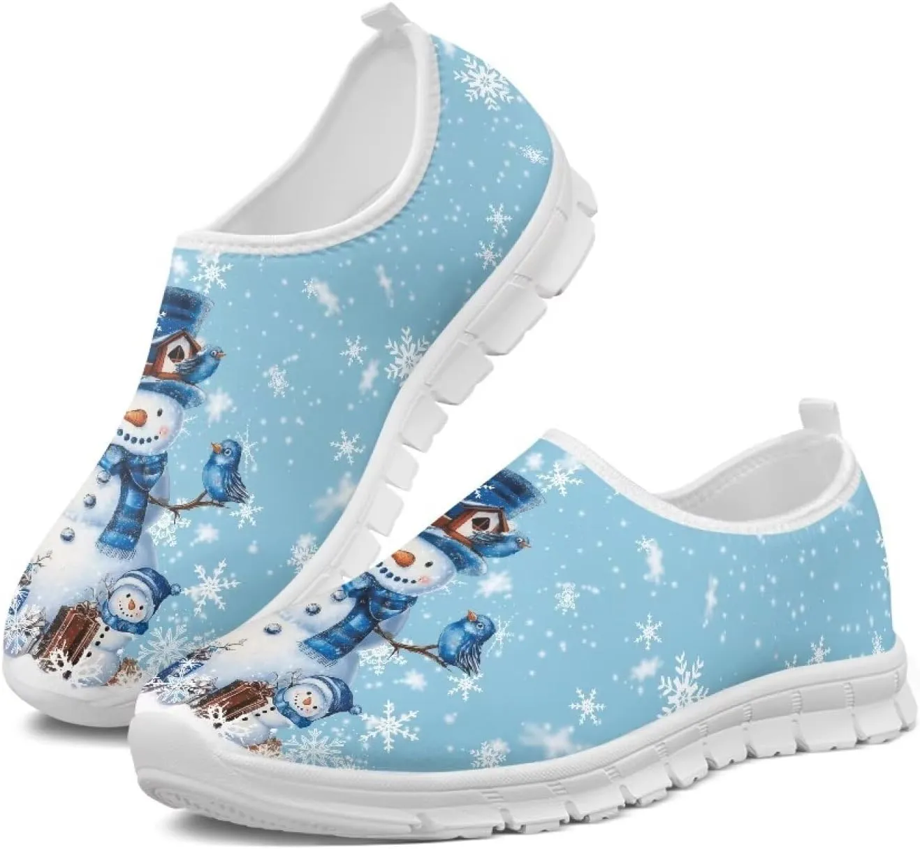 Christmas Sneakers for Women Casual Soft Slip On Athletic Running Sneakers for Ladies Low Top Hands Free Non-Slip Walking Shoes for Teen Girls Black US 5.5