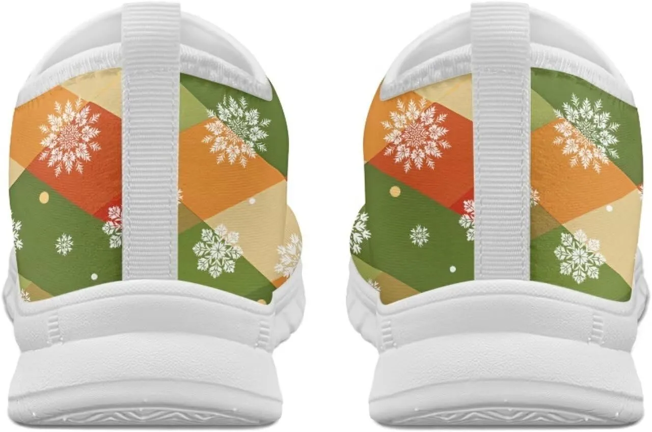 Christmas Sneakers for Women Soft Slip On Low Top Sneakers Casual Non-Slip Lightweight Athletic Walking Shoes for Teen Girls US 5.5-11.5