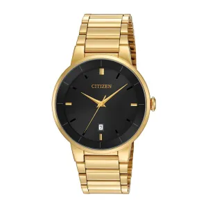 Citizen 40MM Black Dial and Goldtone Stainless Steel Bracelet Quartz Watch. BI5012-53E