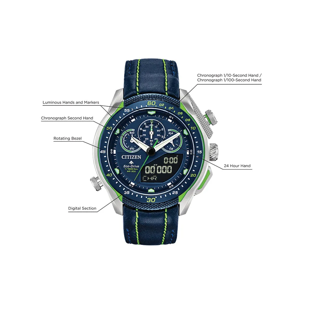 Citizen Bianca Drive Mens Blue Leather Band Blue Dial Watch - JW0138-08L