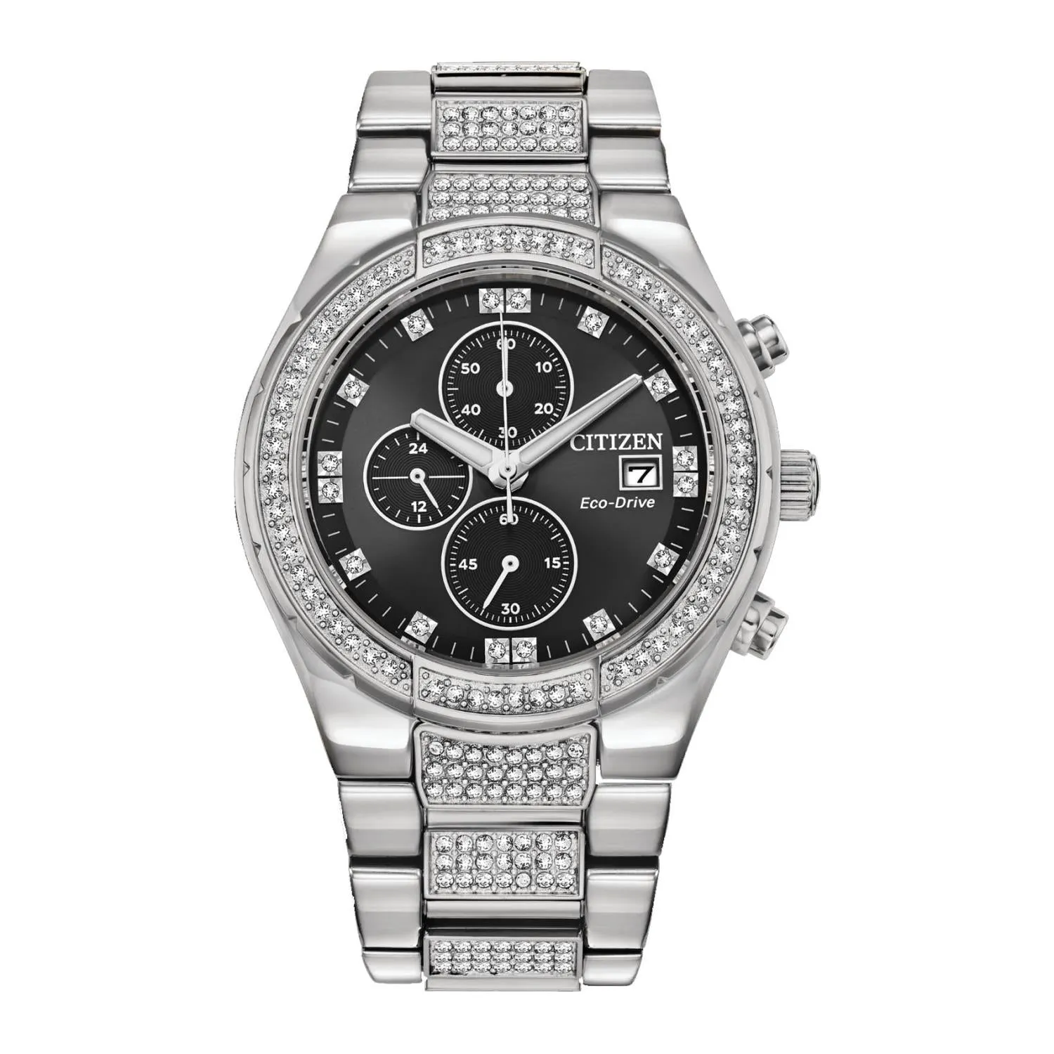 Citizen Watch with 42MM Black Round Dial and Stainless Steel Bracelet. CA0750-53E