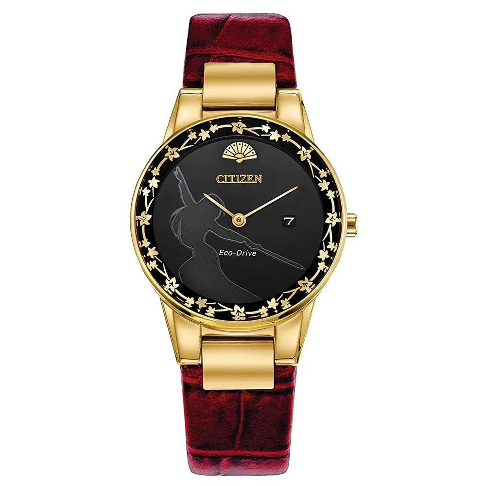 Citizen Womens Mulan Disney Black Dial Red Band Dress Watch - GA1057-01W
