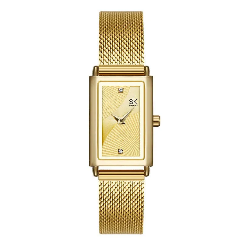 Classic Minimalist Trend Rectangle Case with Vegan Leather Strap Quartz Watches